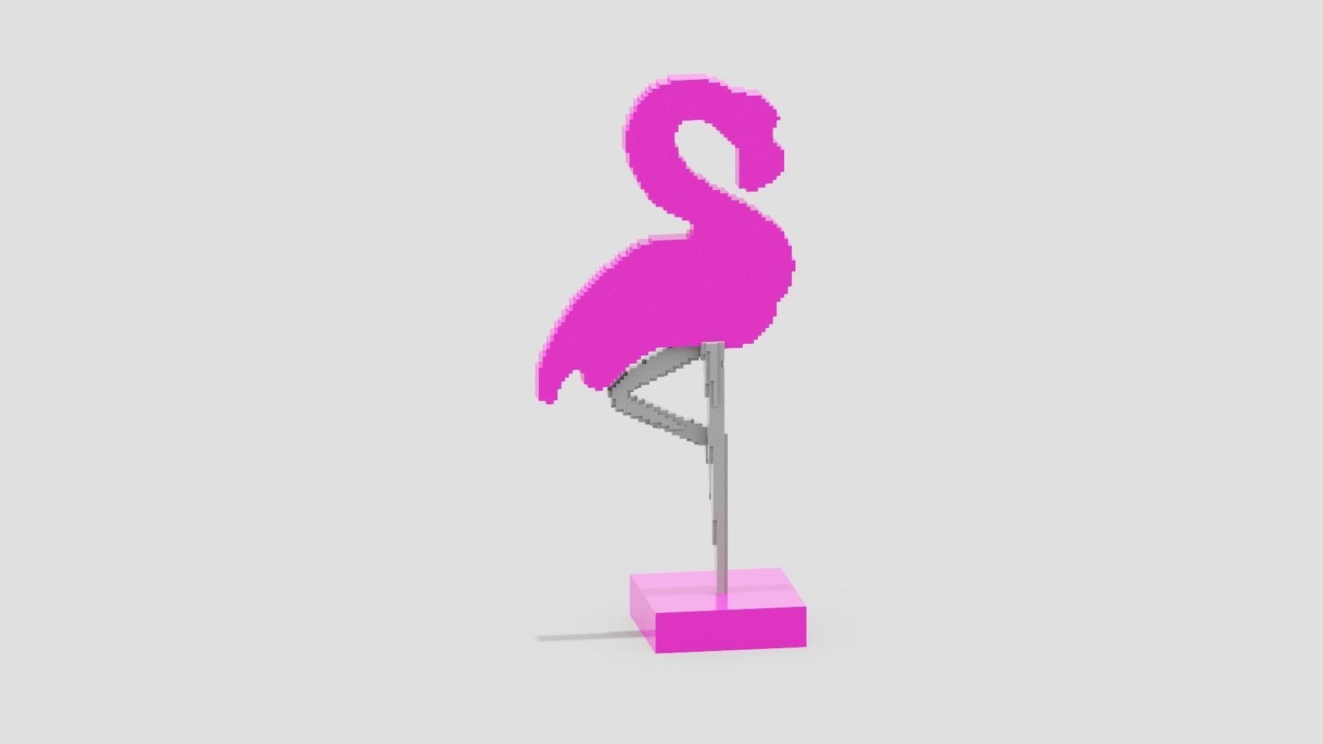Voxel Flamingo Decor Low-poly 3D model_5
