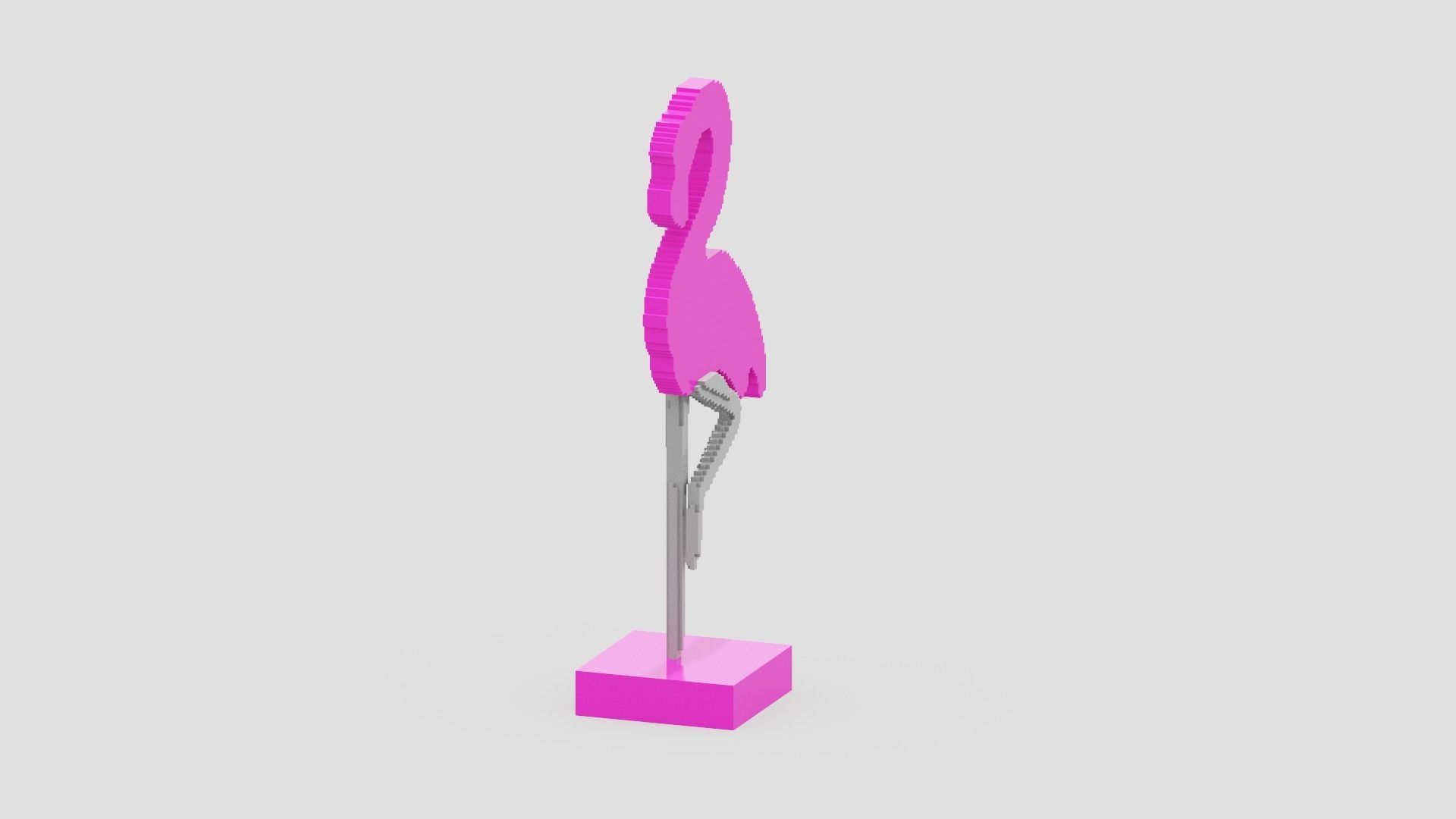 Voxel Flamingo Decor Low-poly 3D model_14