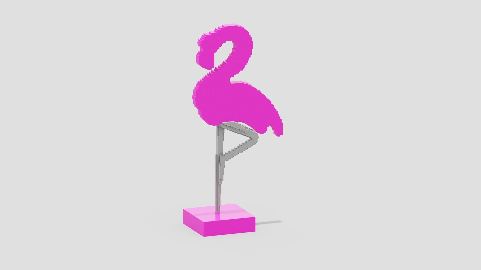 Voxel Flamingo Decor Low-poly 3D model_4