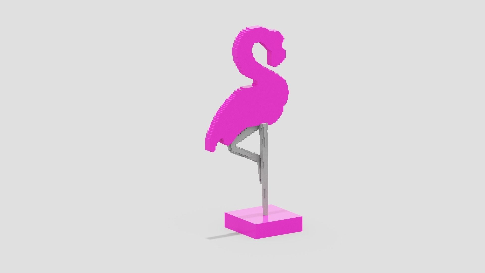 Voxel Flamingo Decor Low-poly 3D model_6