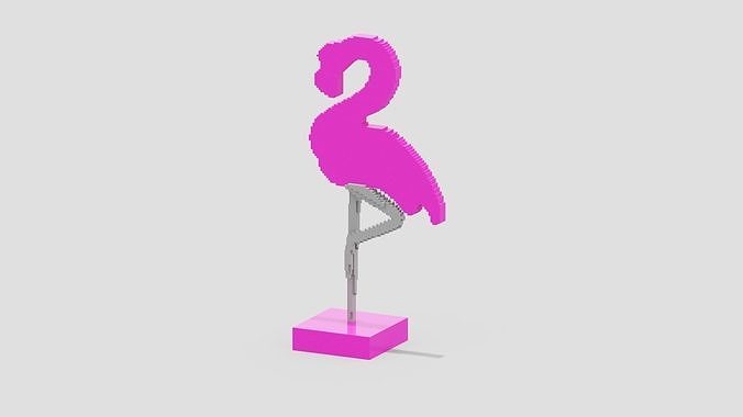 Voxel Flamingo Decor Low-poly 3D model
