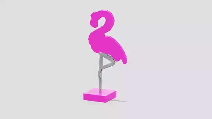 Voxel Flamingo Decor Low-poly 3D model