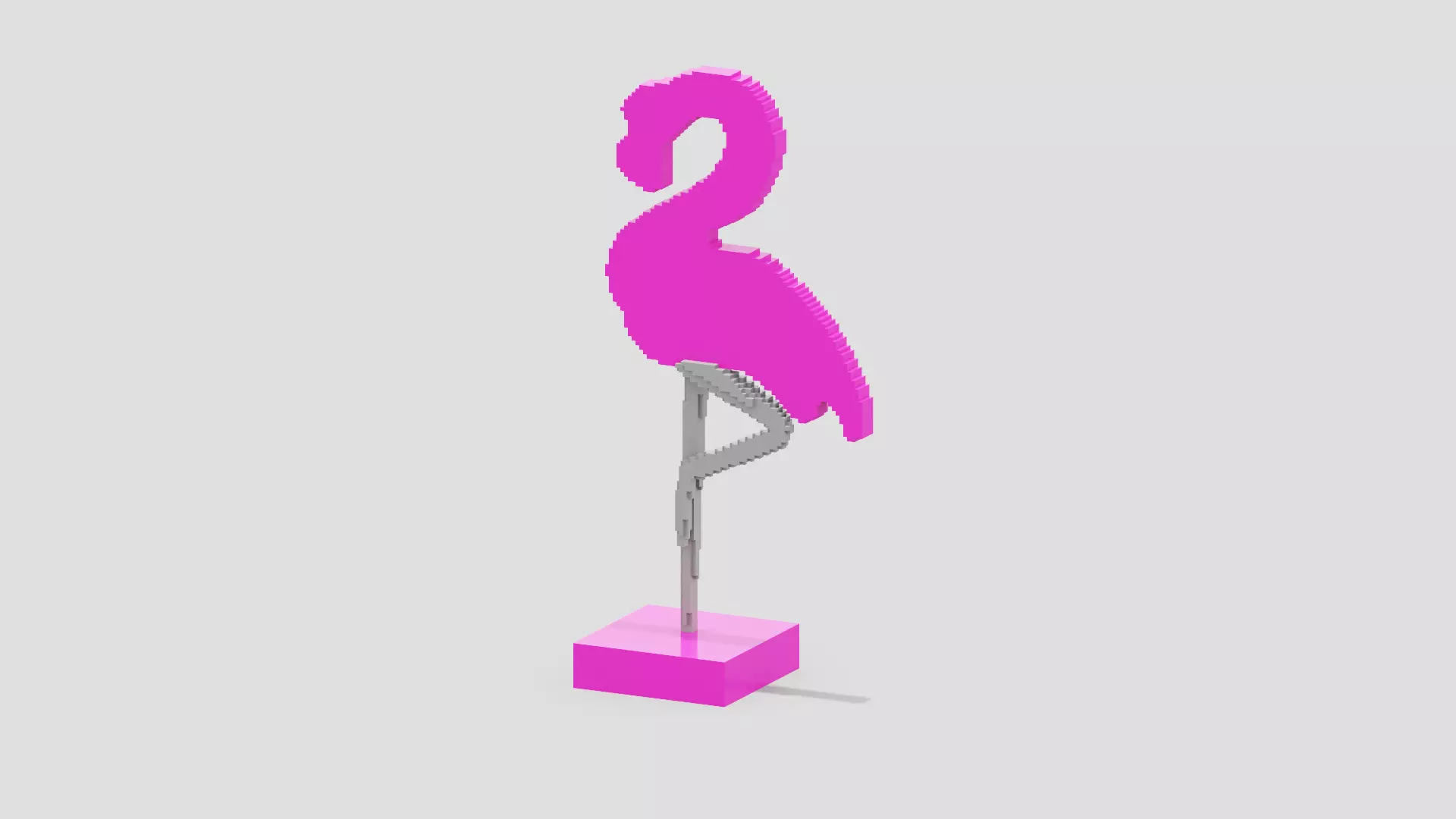 Voxel Flamingo Decor Low-poly 3D model_0