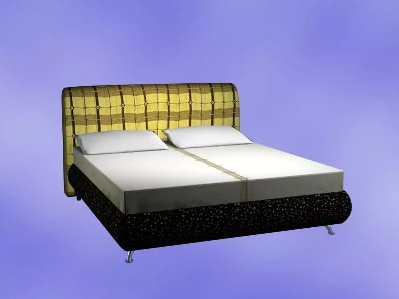 Bed Model with checkered pattern 3D model_0