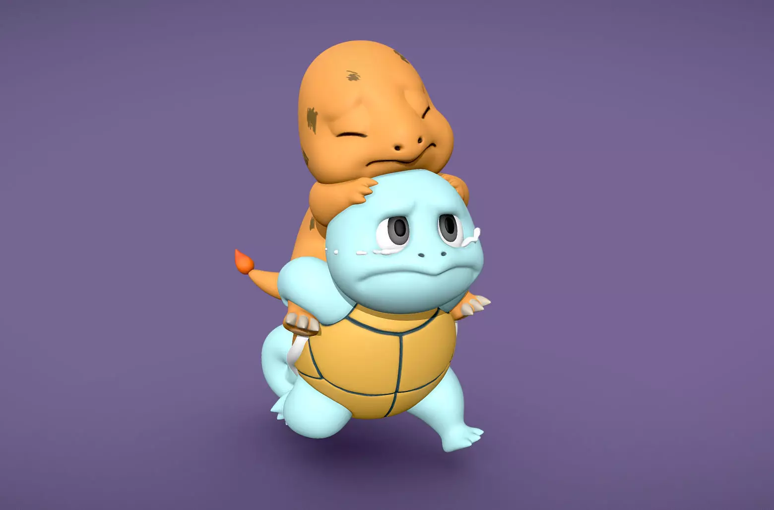 Squirtle helping Charmander - 3D print 3D print model_0