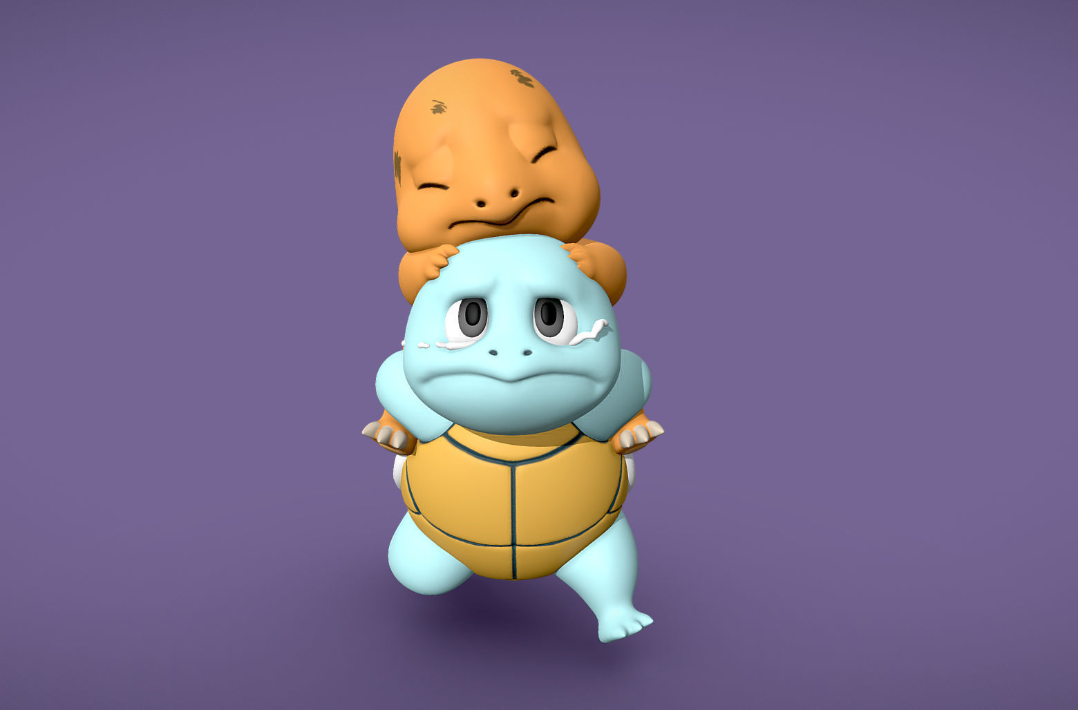 Squirtle helping Charmander - 3D print 3D print model_1