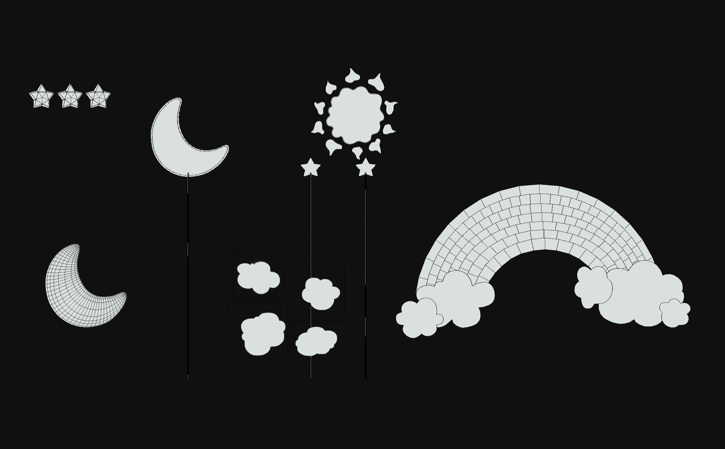 sky board element 3D model_2