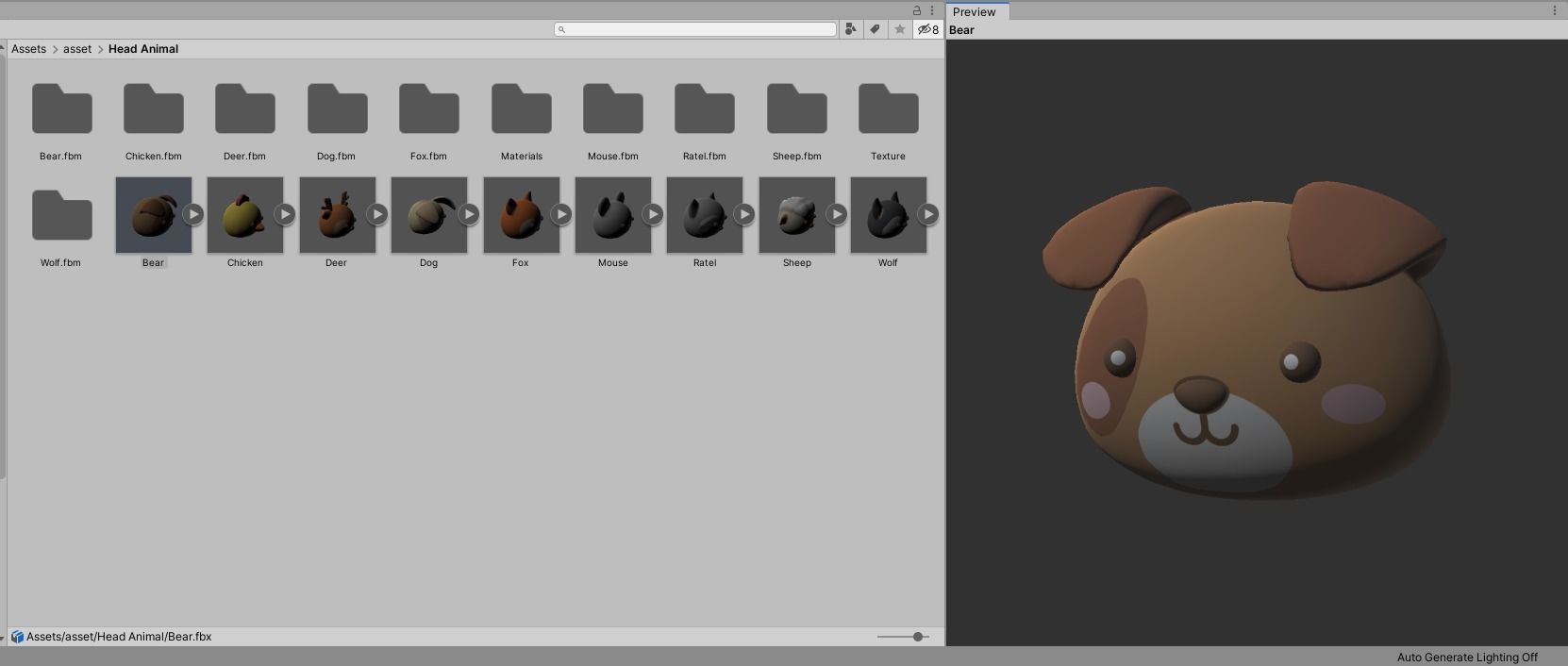 Animal Head Cartoon 3D Low-poly 3D model_13