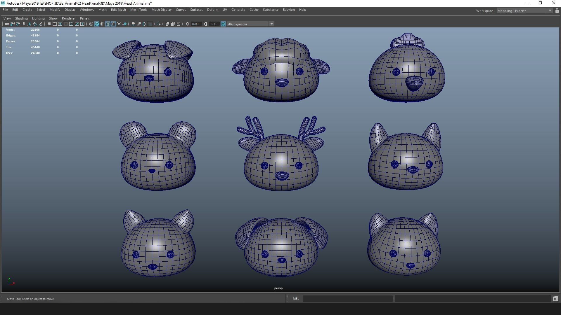 Animal Head Cartoon 3D Low-poly 3D model_12