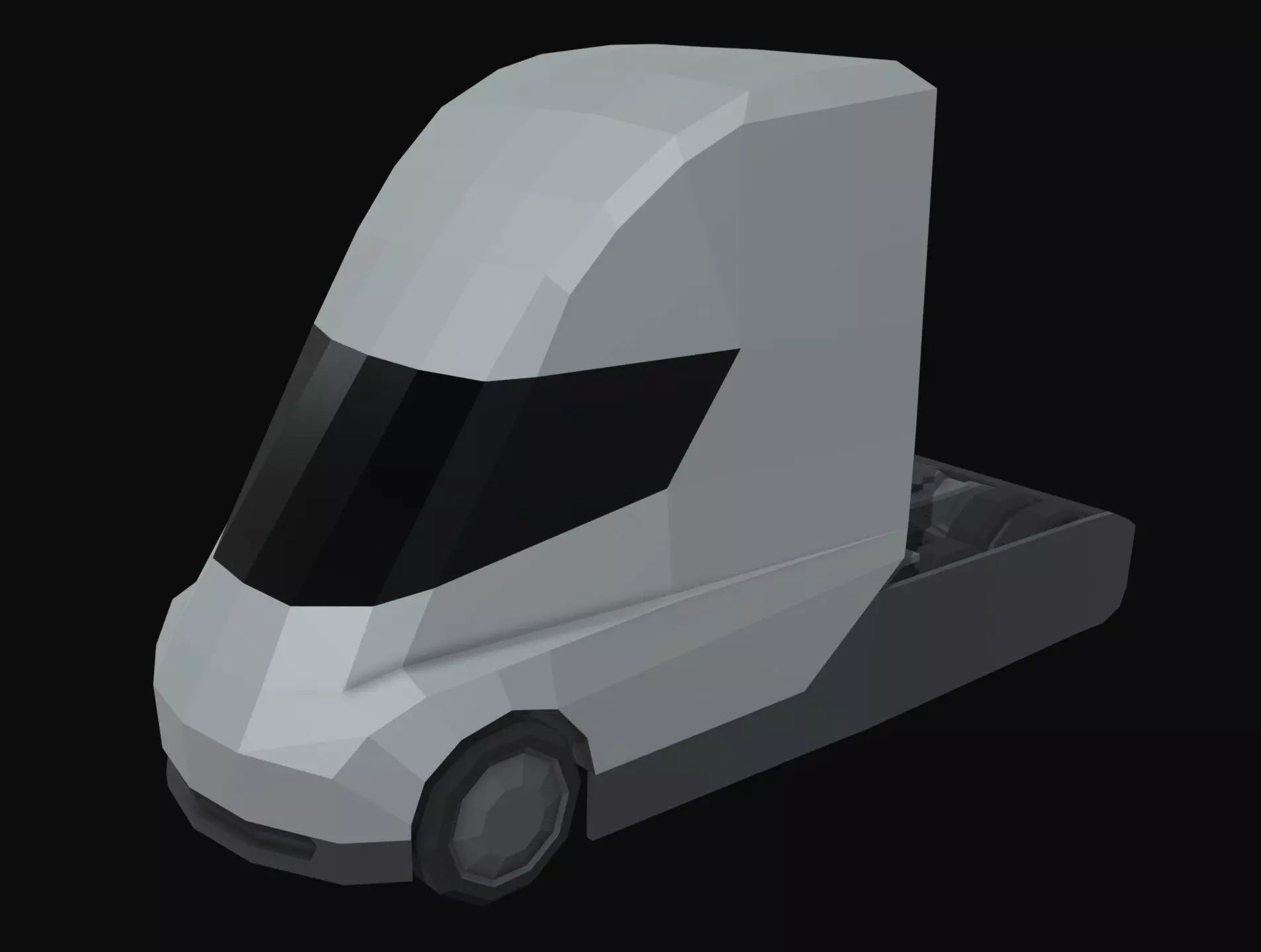 Tesla Semi Low Poly Low-poly 3D model_0