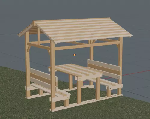 Sitting set wooden picnic table and bench Free 3D model