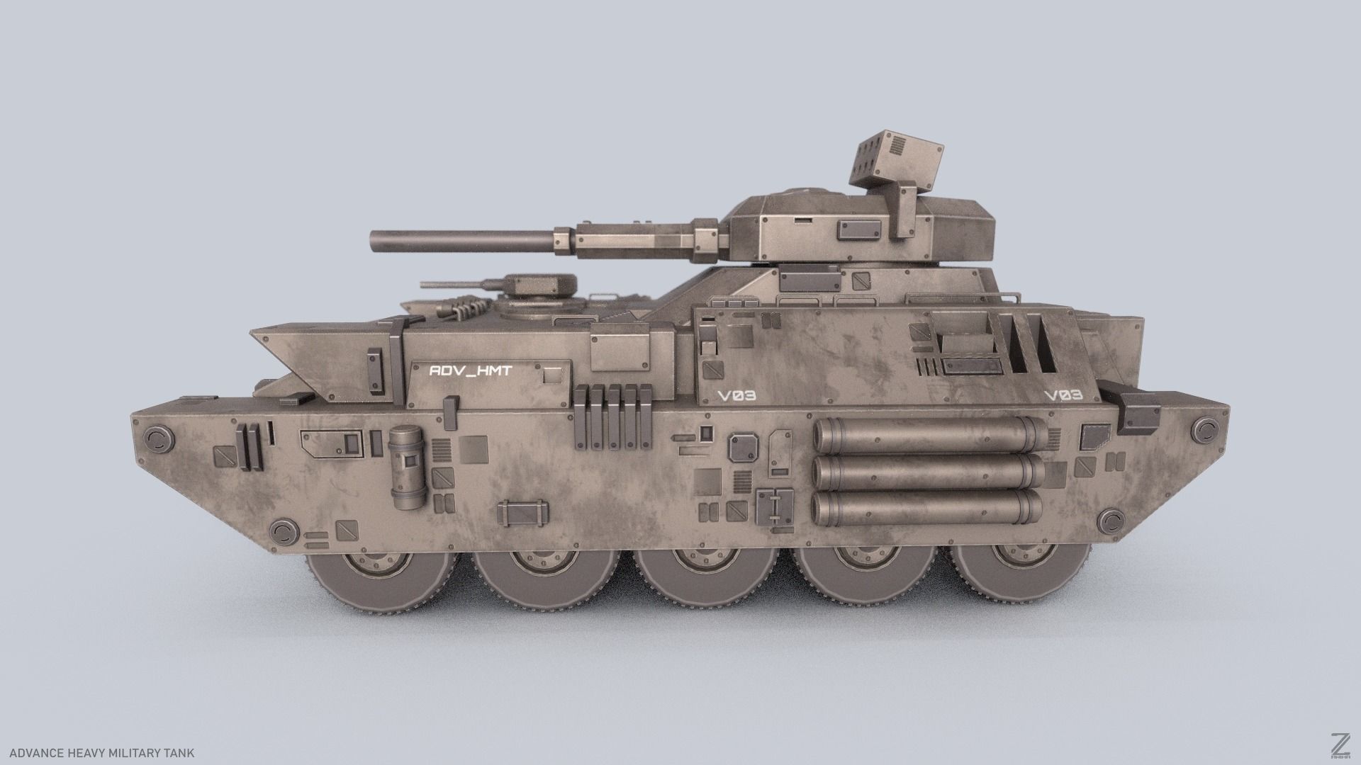 Advance Heavy Military Tank Low-poly 3D model_2