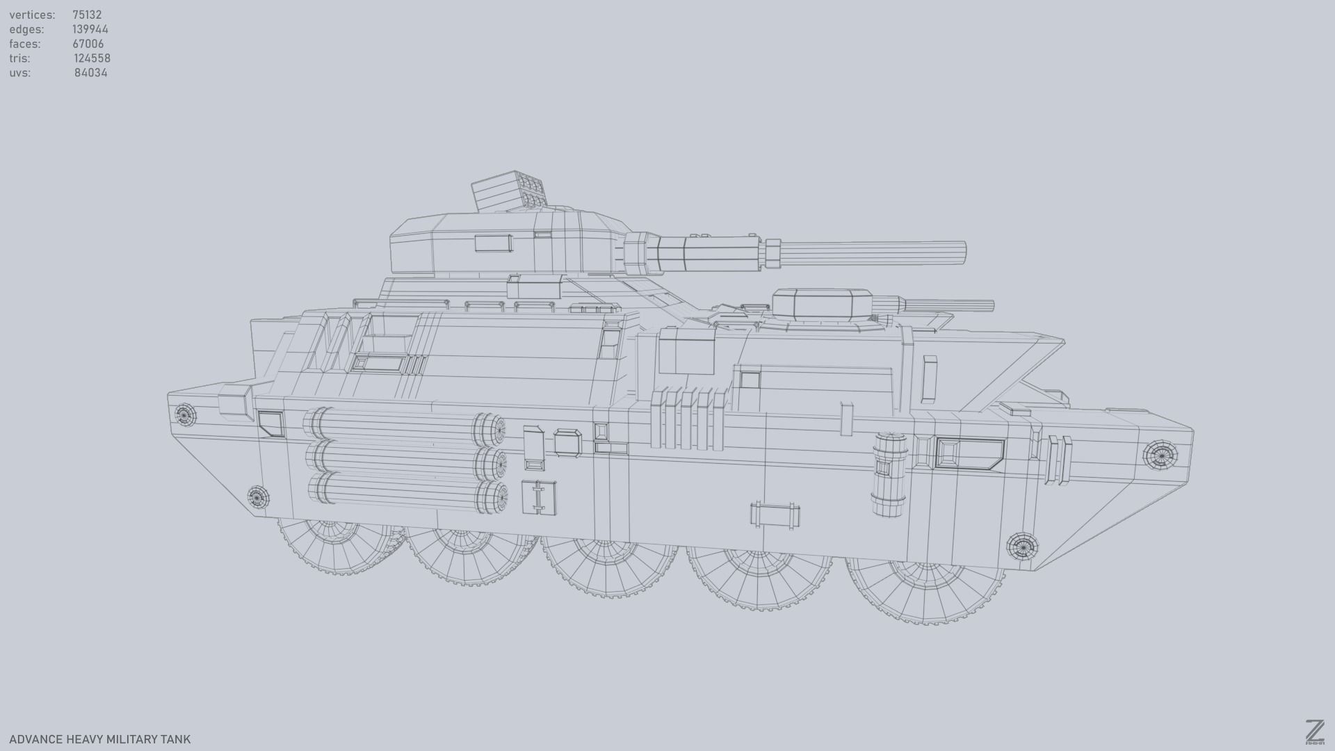 Advance Heavy Military Tank Low-poly 3D model_14