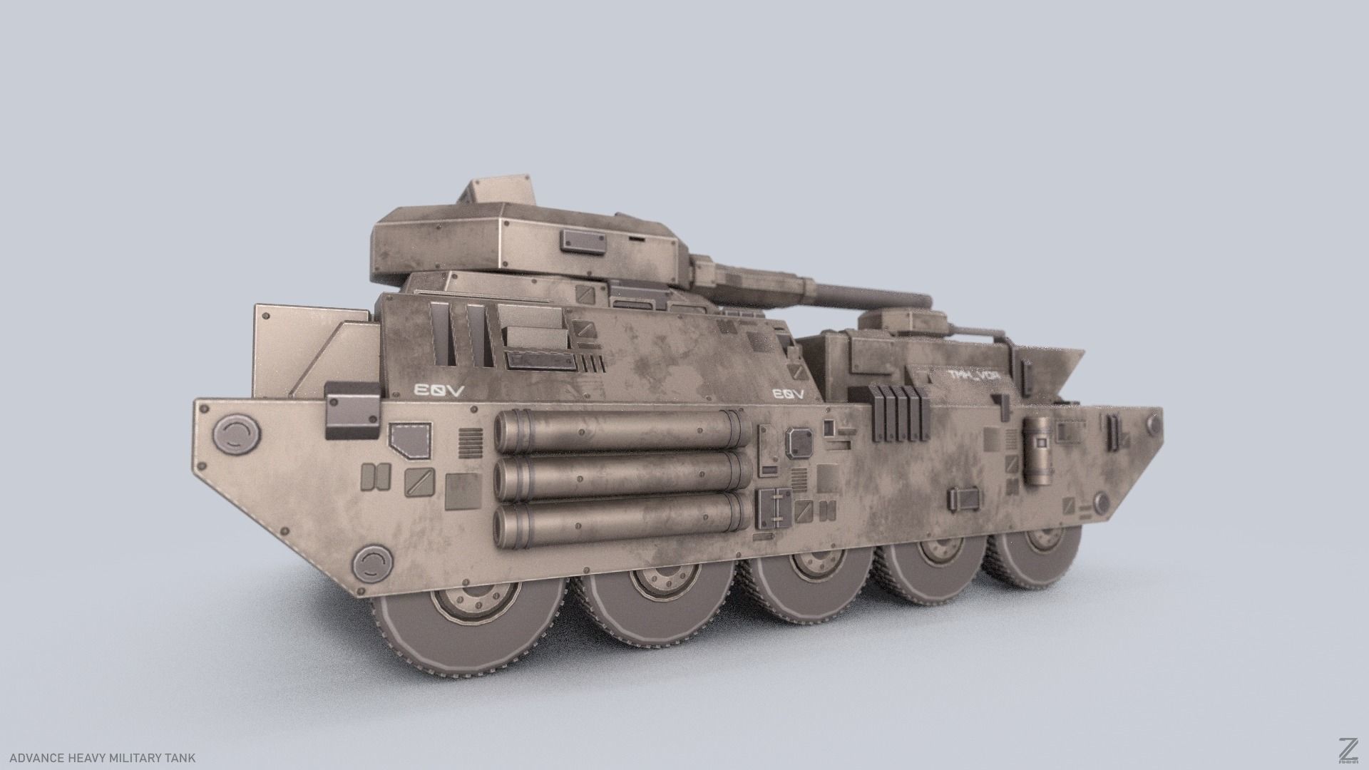 Advance Heavy Military Tank Low-poly 3D model_4