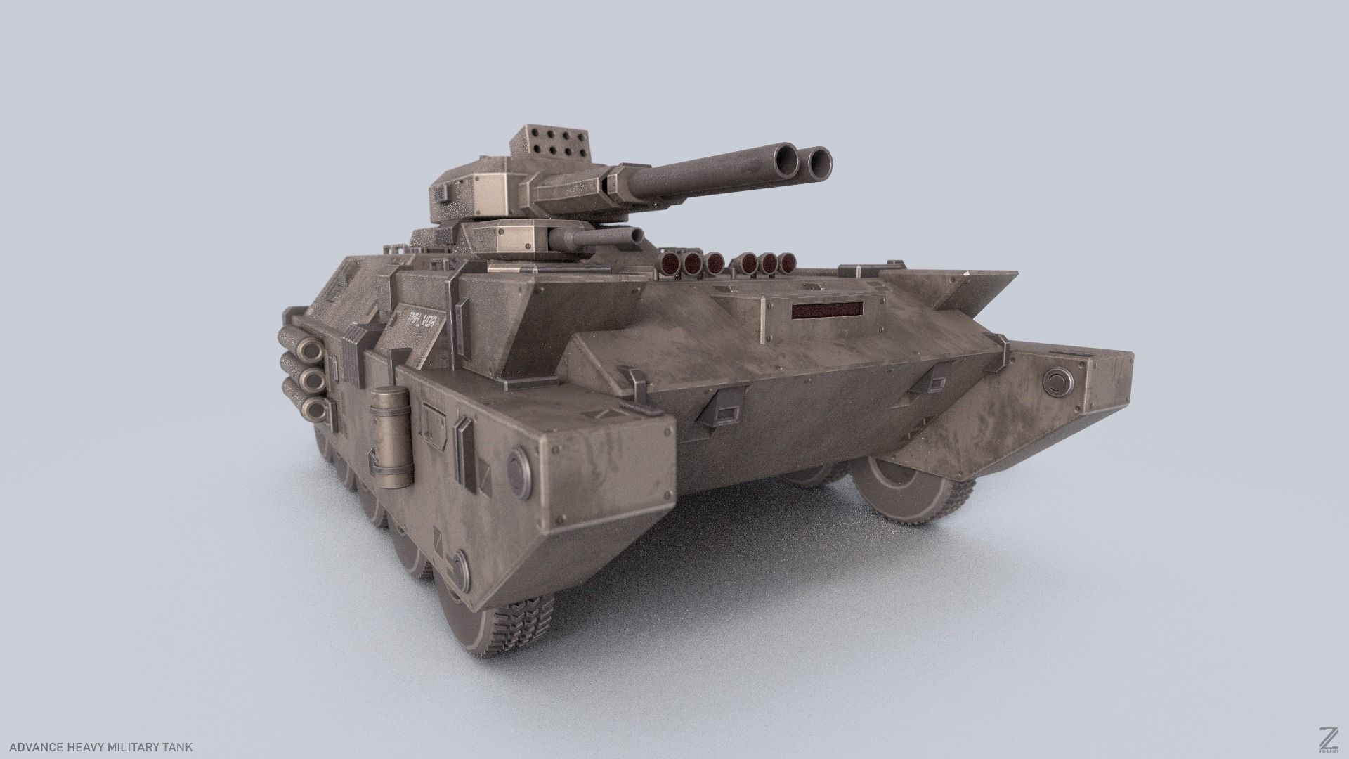 Advance Heavy Military Tank Low-poly 3D model_7