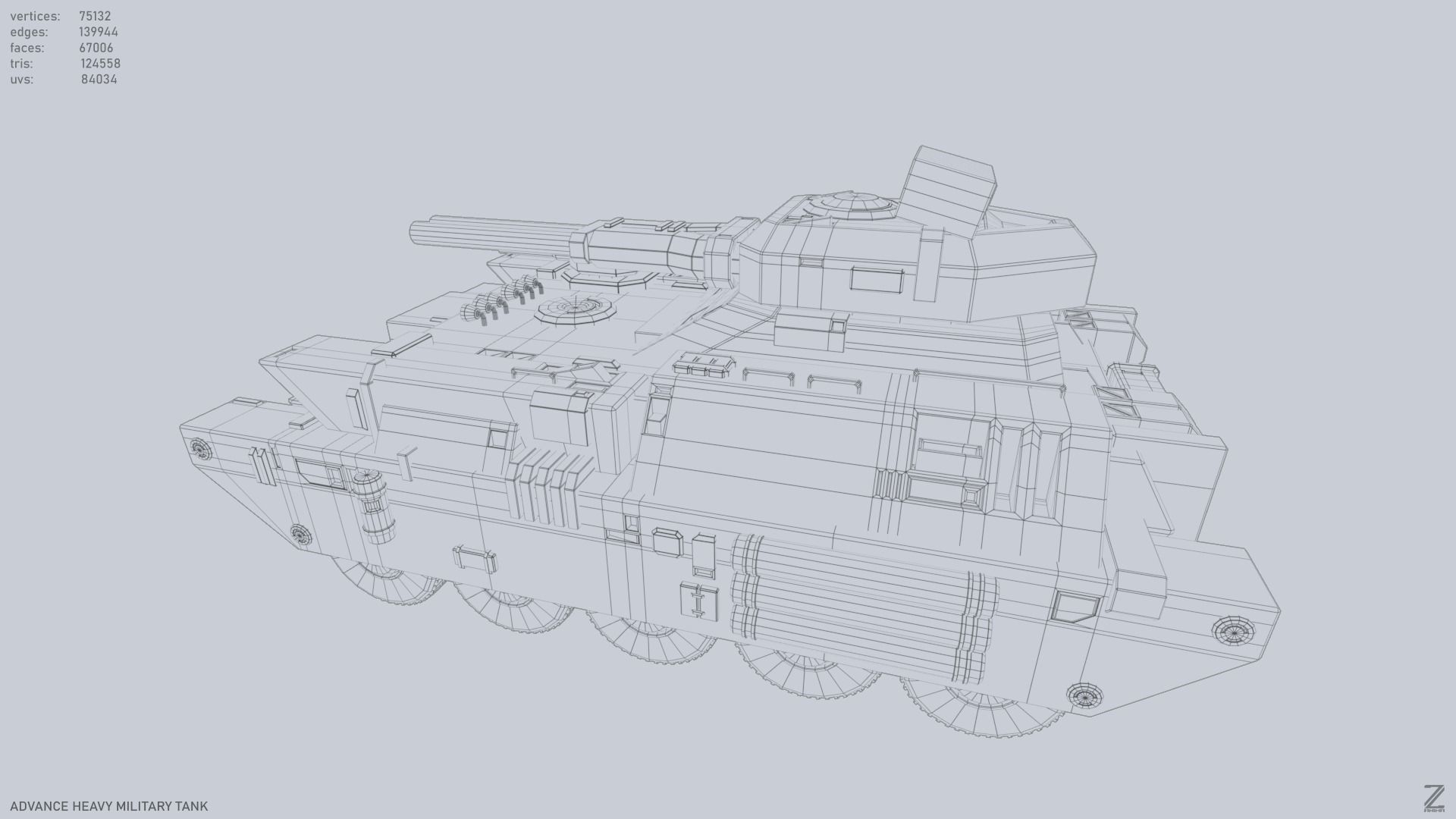 Advance Heavy Military Tank Low-poly 3D model_11