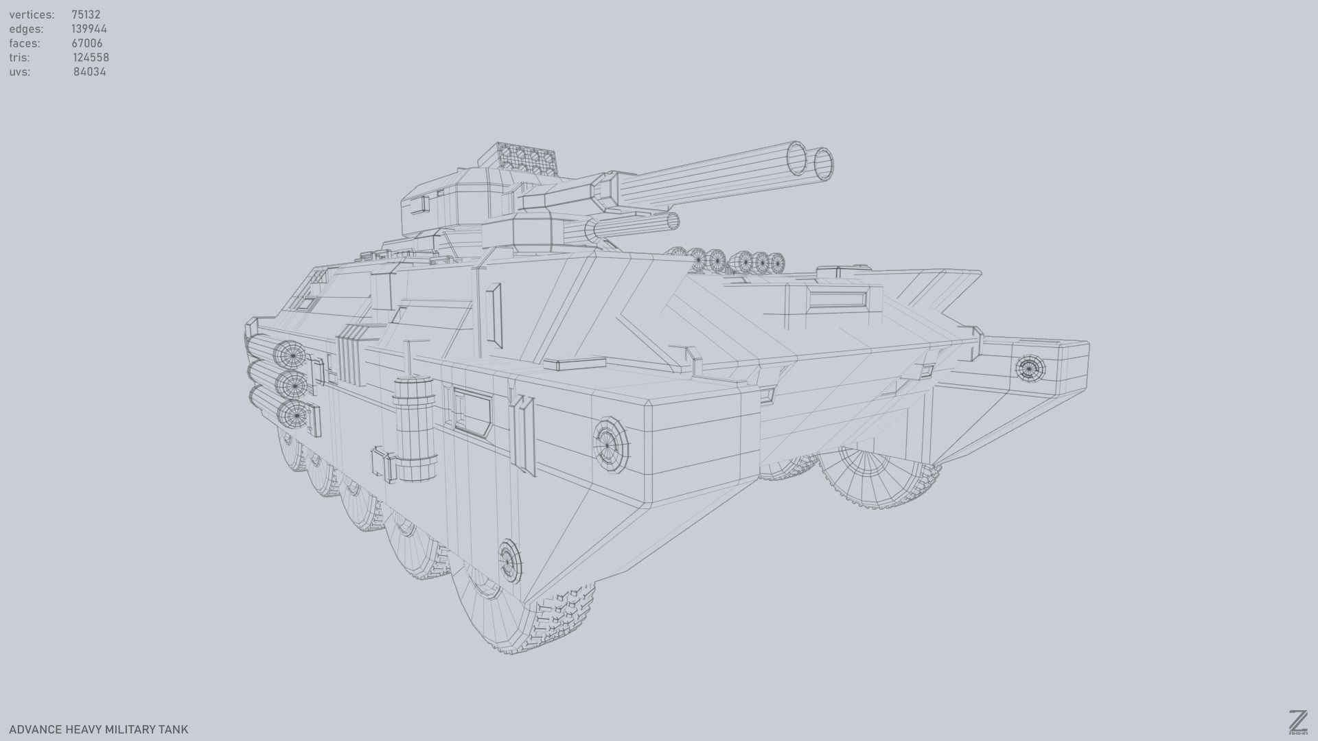 Advance Heavy Military Tank Low-poly 3D model_15