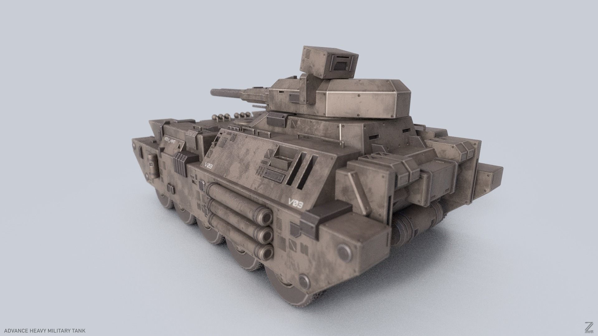 Advance Heavy Military Tank Low-poly 3D model_5