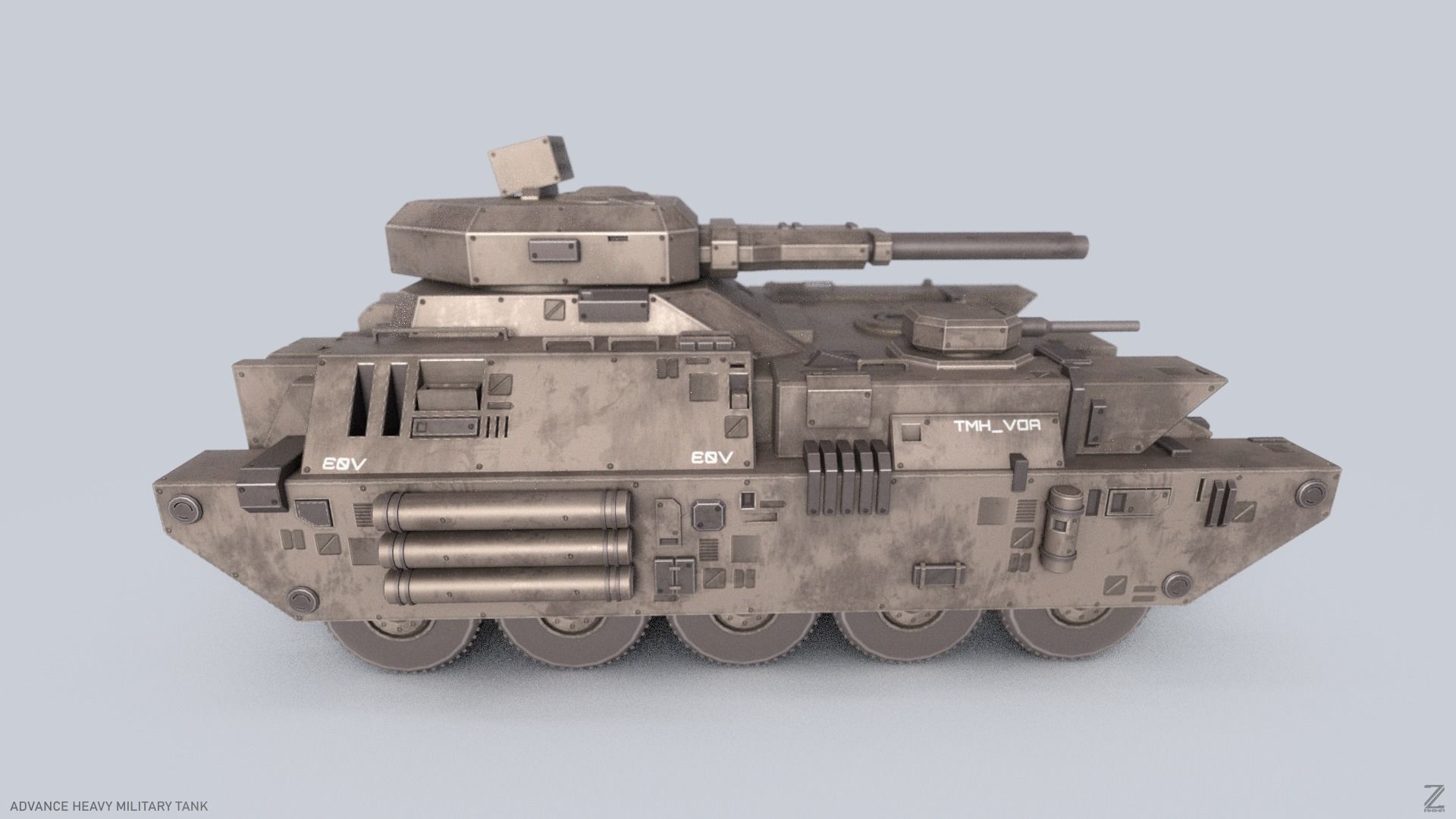 Advance Heavy Military Tank Low-poly 3D model_6