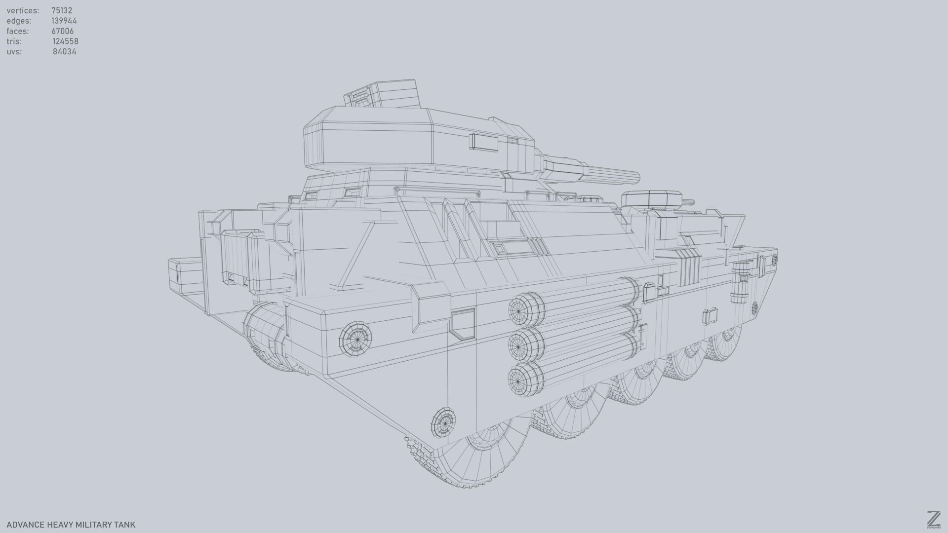 Advance Heavy Military Tank Low-poly 3D model_13