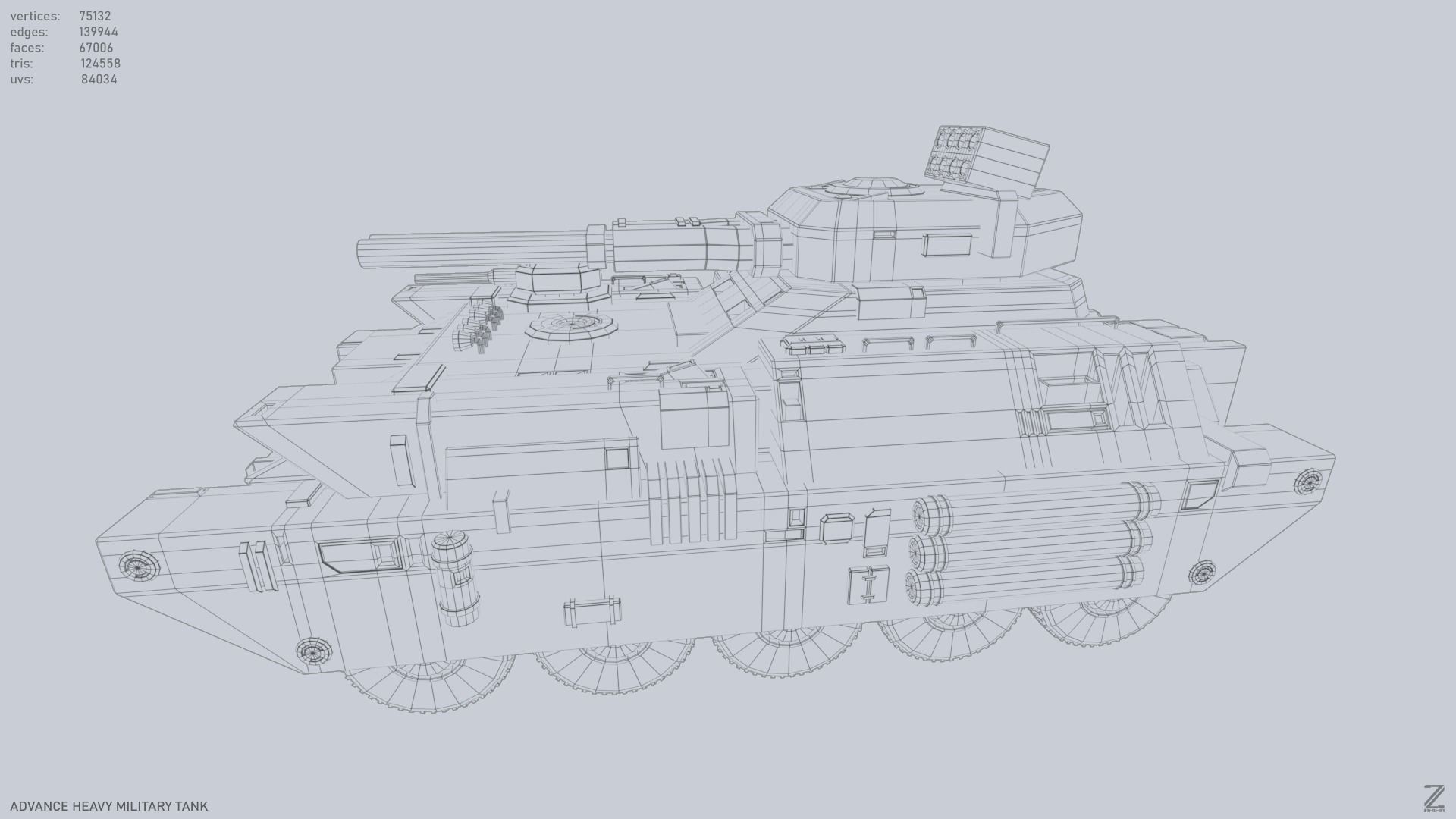 Advance Heavy Military Tank Low-poly 3D model_10