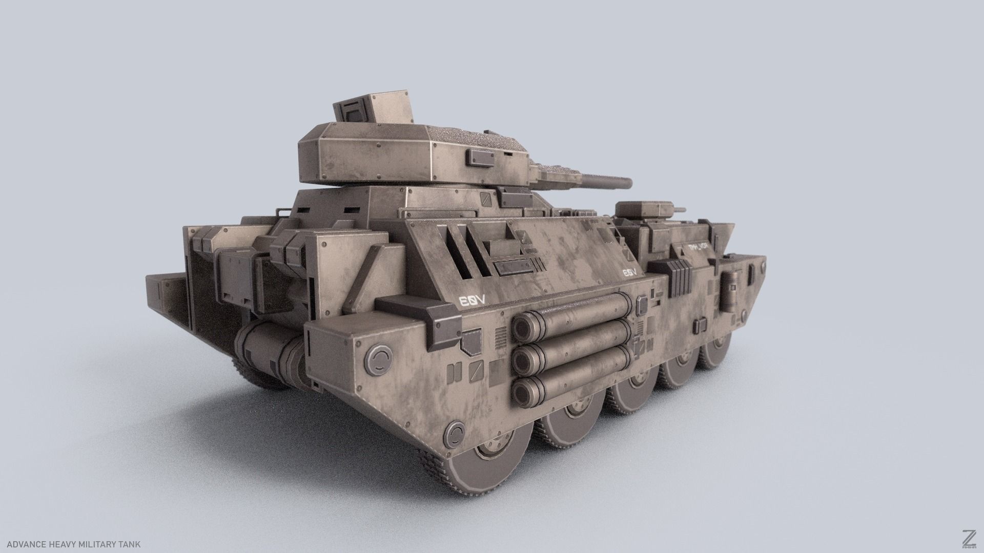 Advance Heavy Military Tank Low-poly 3D model_8