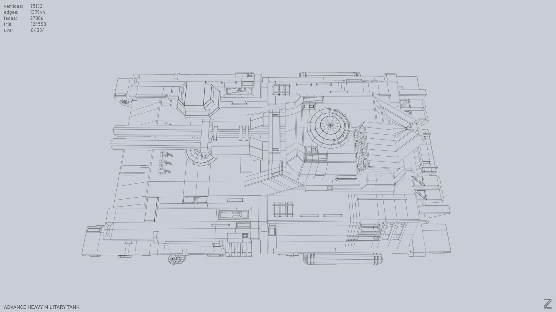 Advance Heavy Military Tank Low-poly 3D model_12