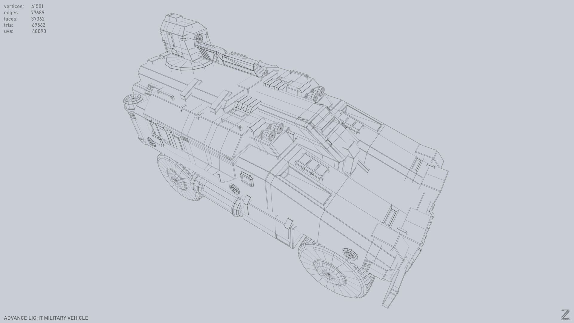 Advance Light Military Vehicle Low-poly 3D model_14