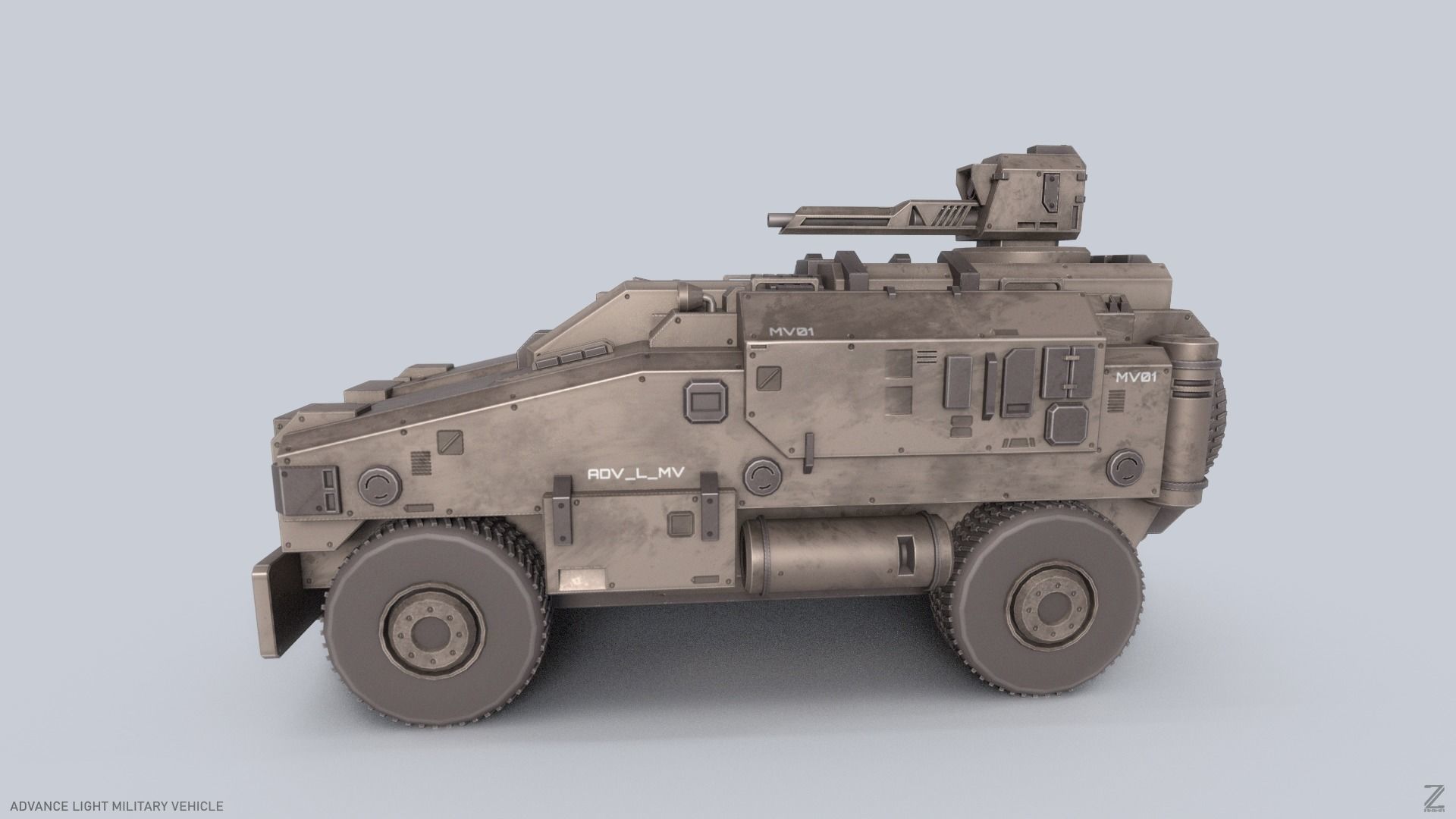 Advance Light Military Vehicle Low-poly 3D model_2