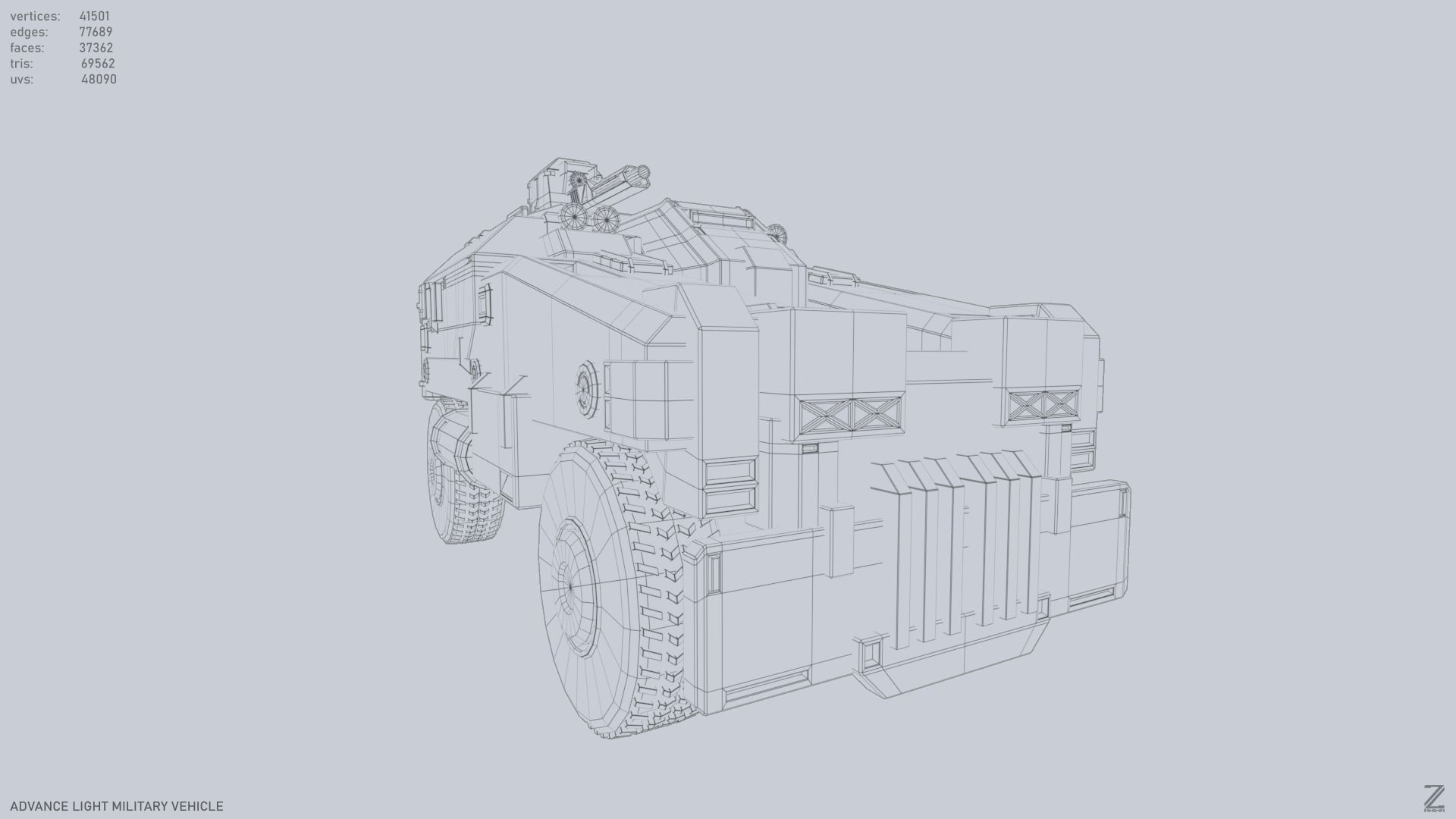 Advance Light Military Vehicle Low-poly 3D model_15