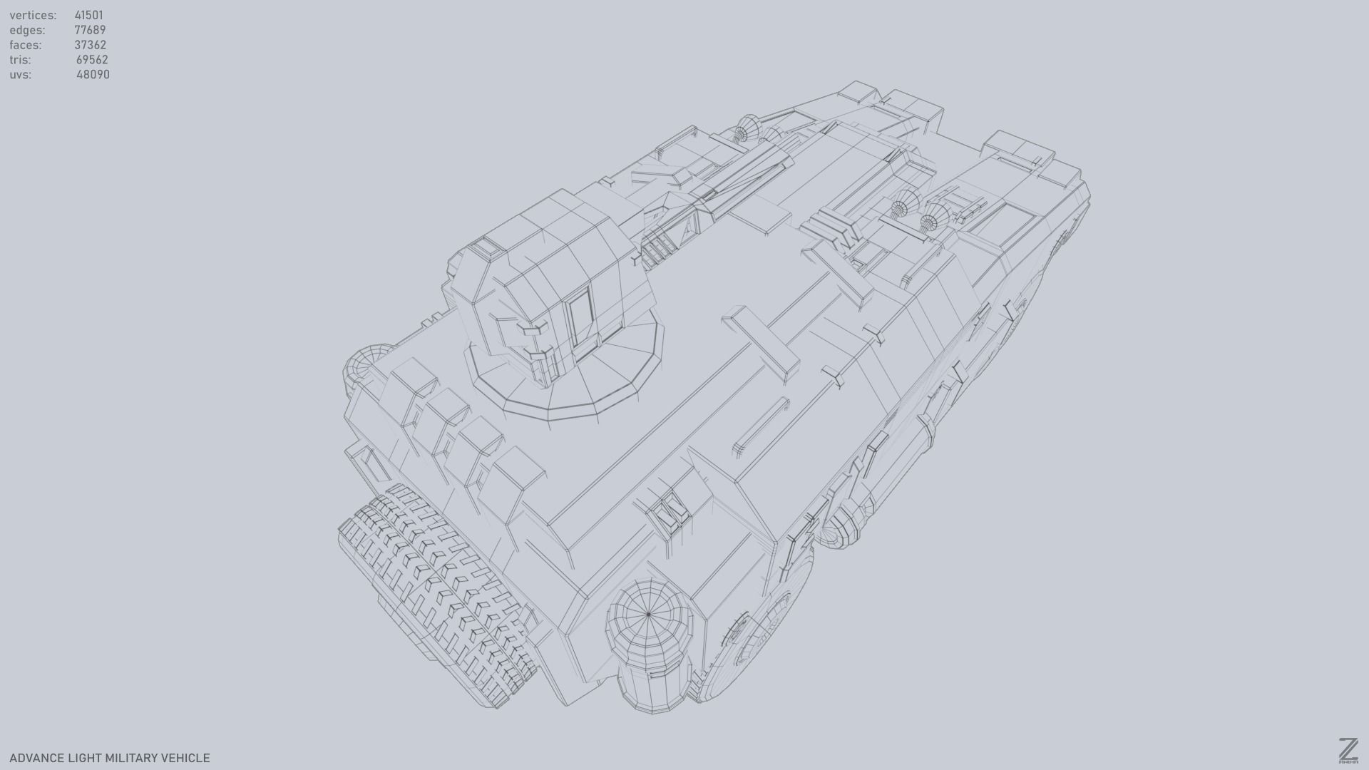 Advance Light Military Vehicle Low-poly 3D model_12
