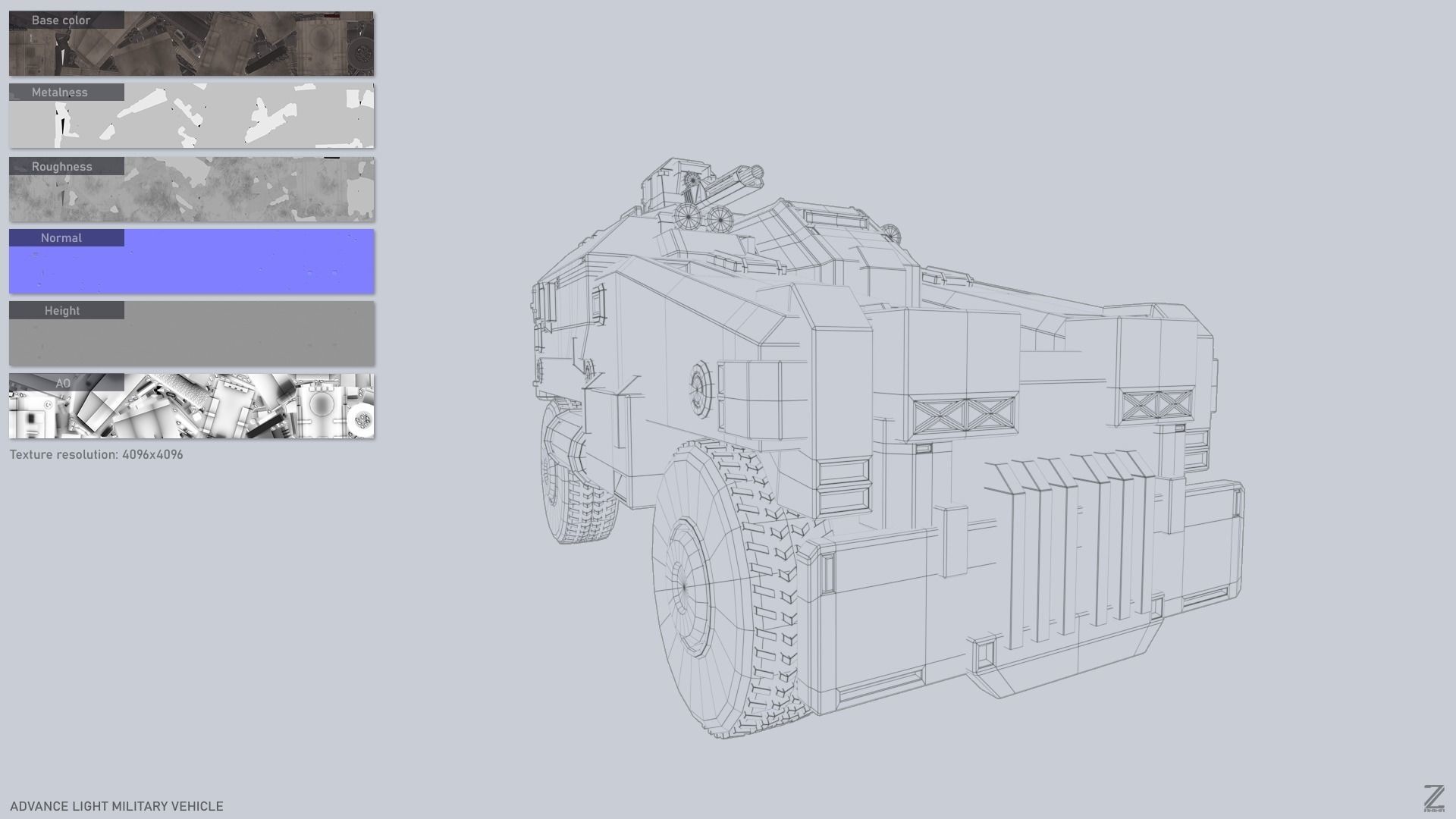 Advance Light Military Vehicle Low-poly 3D model_3