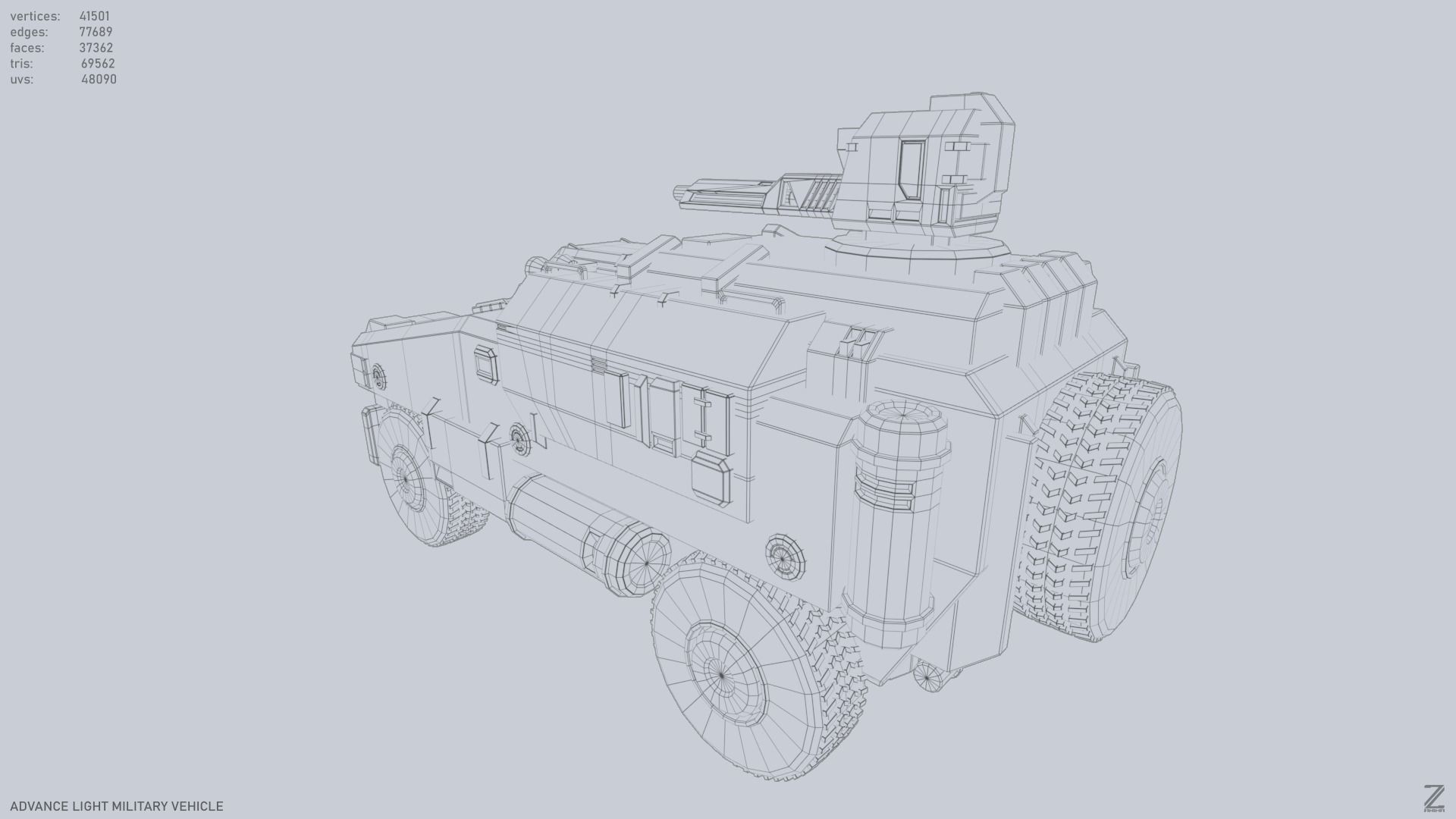 Advance Light Military Vehicle Low-poly 3D model_11
