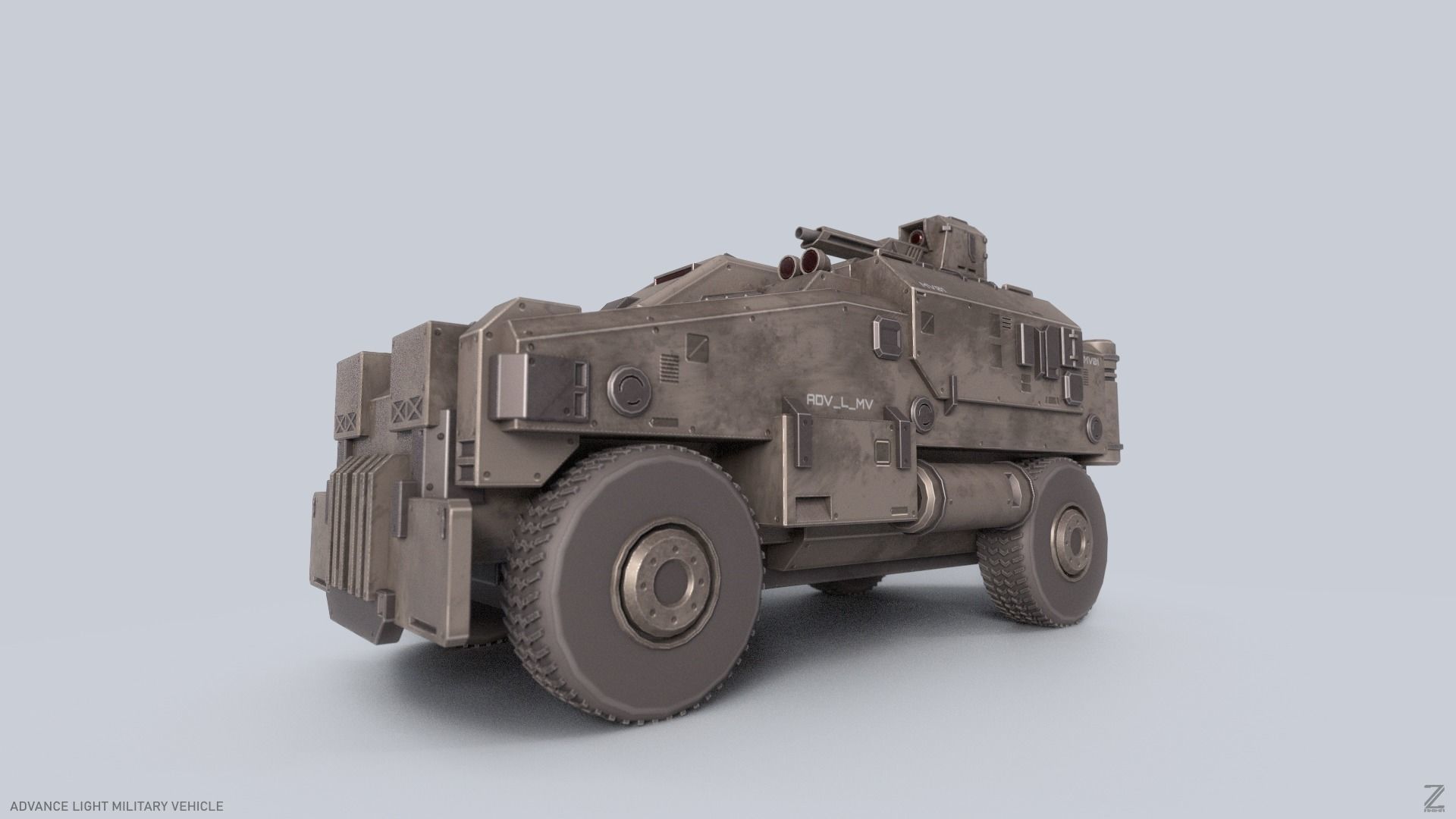 Advance Light Military Vehicle Low-poly 3D model_8