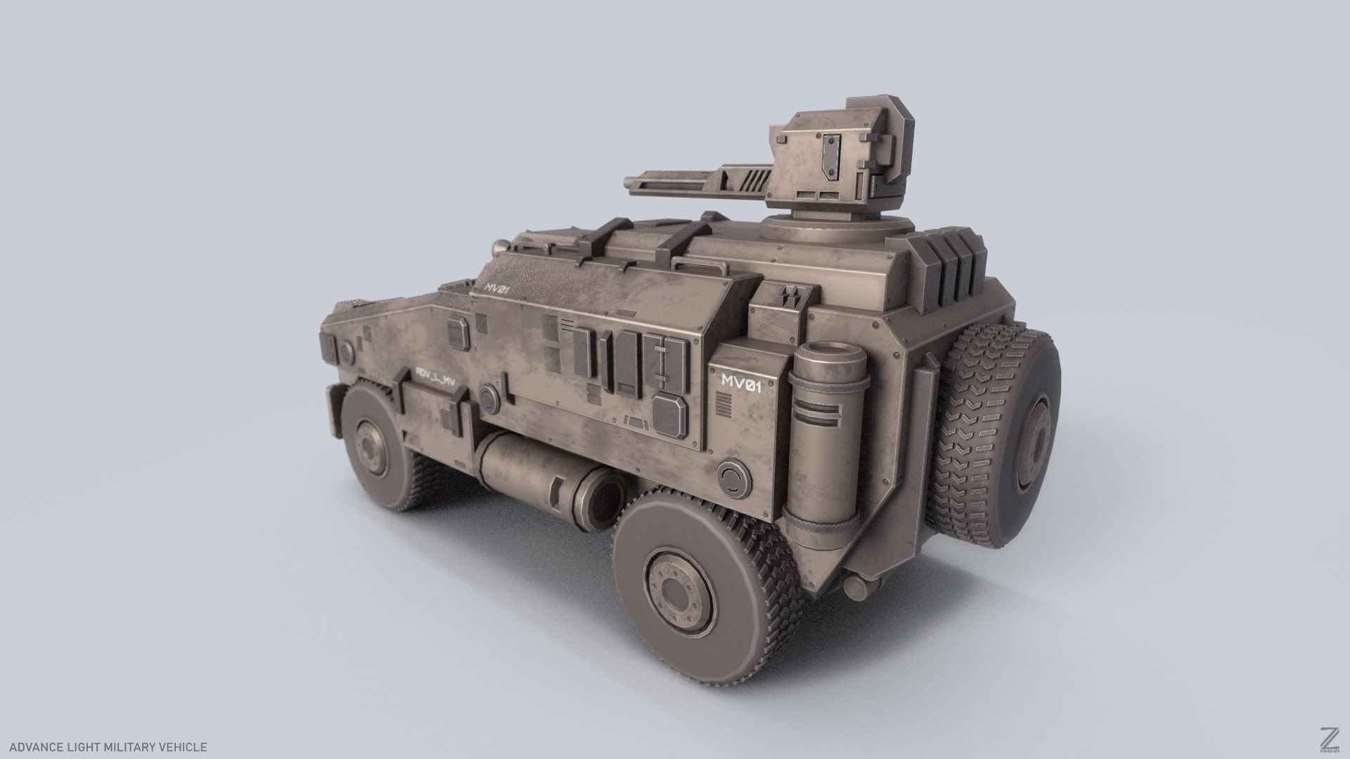 Advance Light Military Vehicle Low-poly 3D model_4