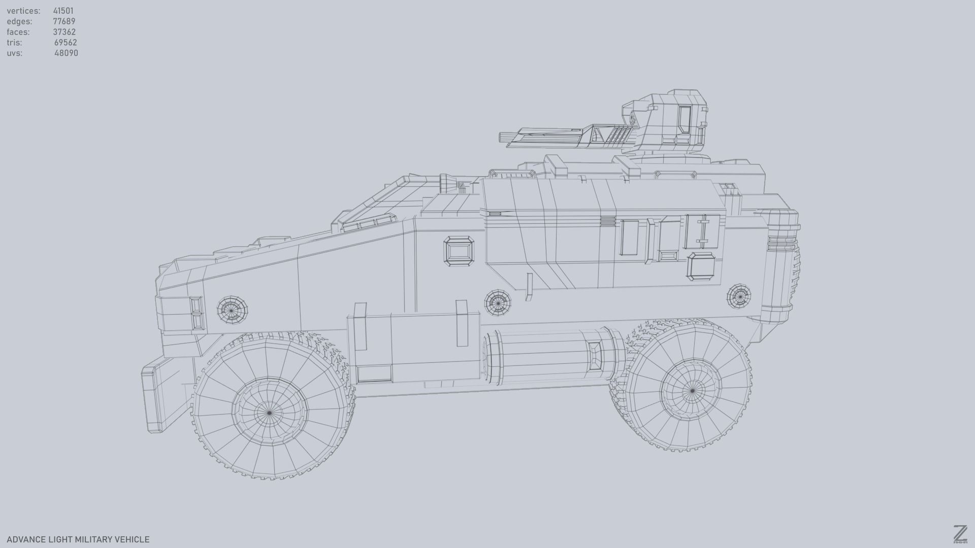Advance Light Military Vehicle Low-poly 3D model_10