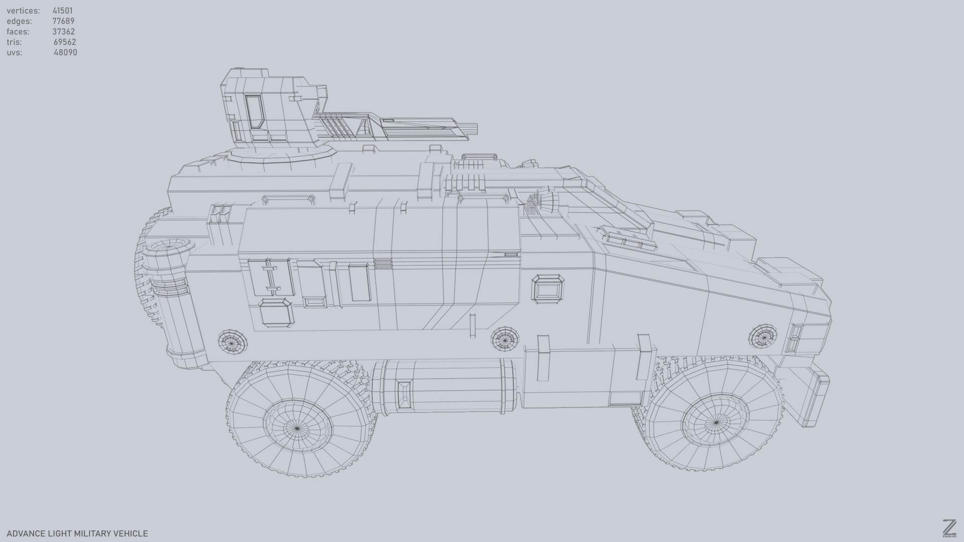 Advance Light Military Vehicle Low-poly 3D model_13