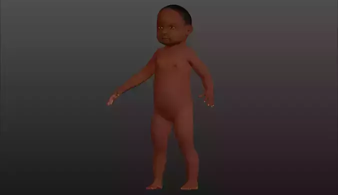 Character 01 - Baby 1 year old African High and Low-poly