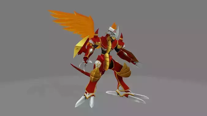 BurningGreymon robot with wings