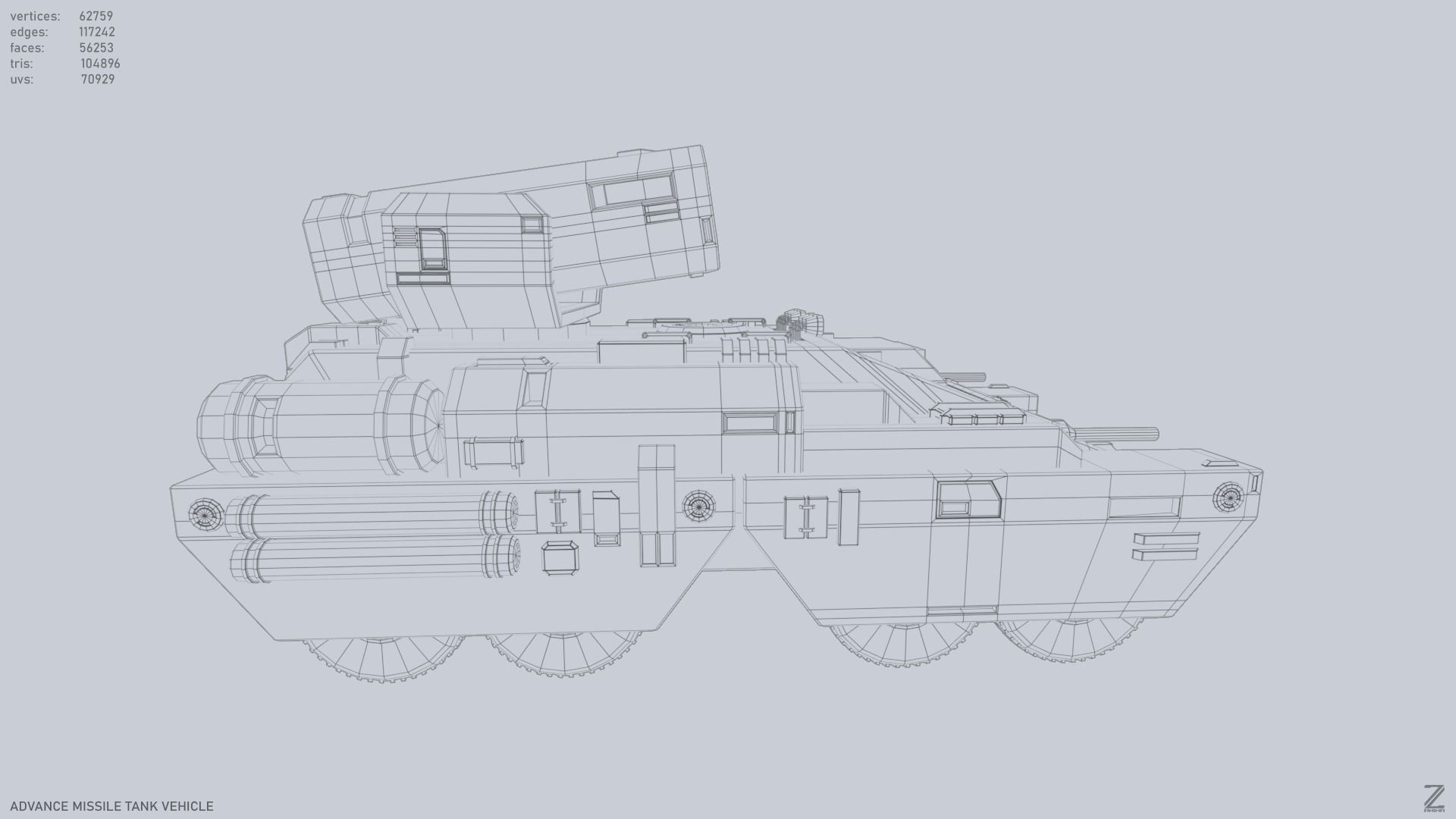 Advance Missile Tank Vehicle Low-poly 3D model_14