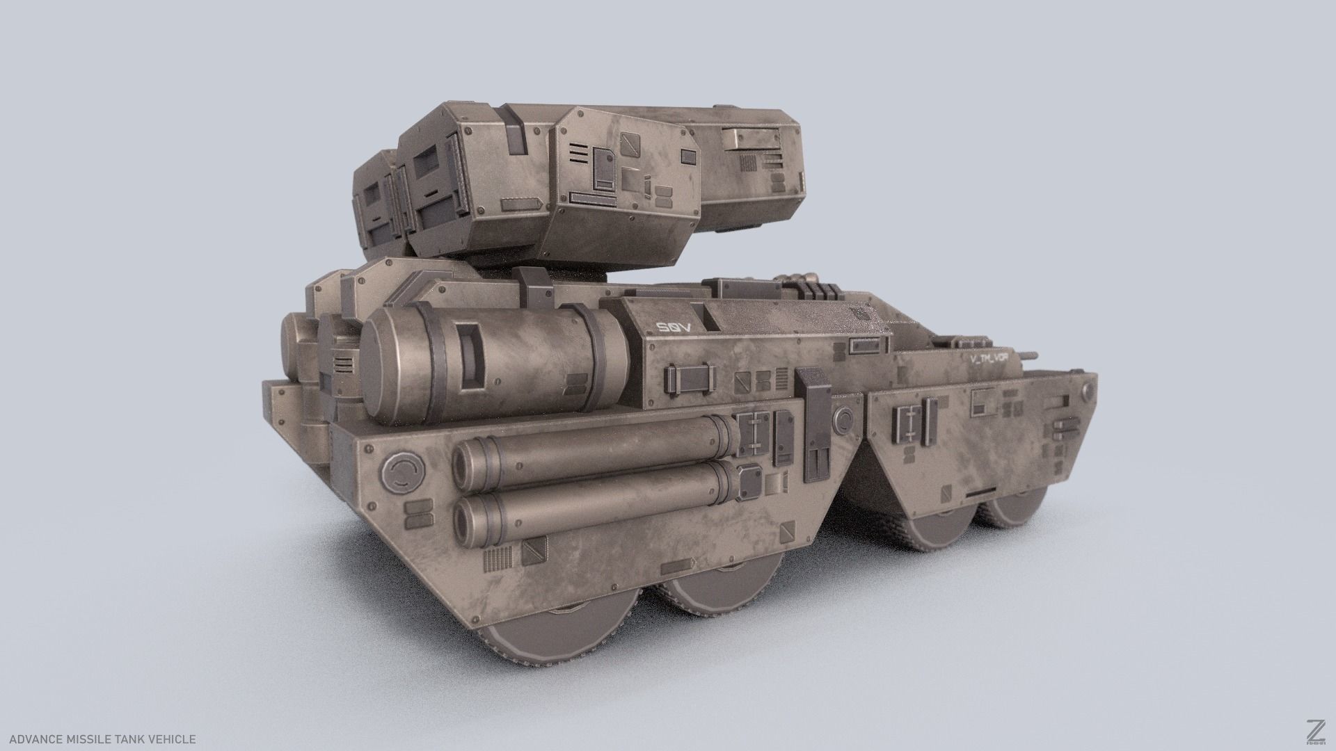 Advance Missile Tank Vehicle Low-poly 3D model_5
