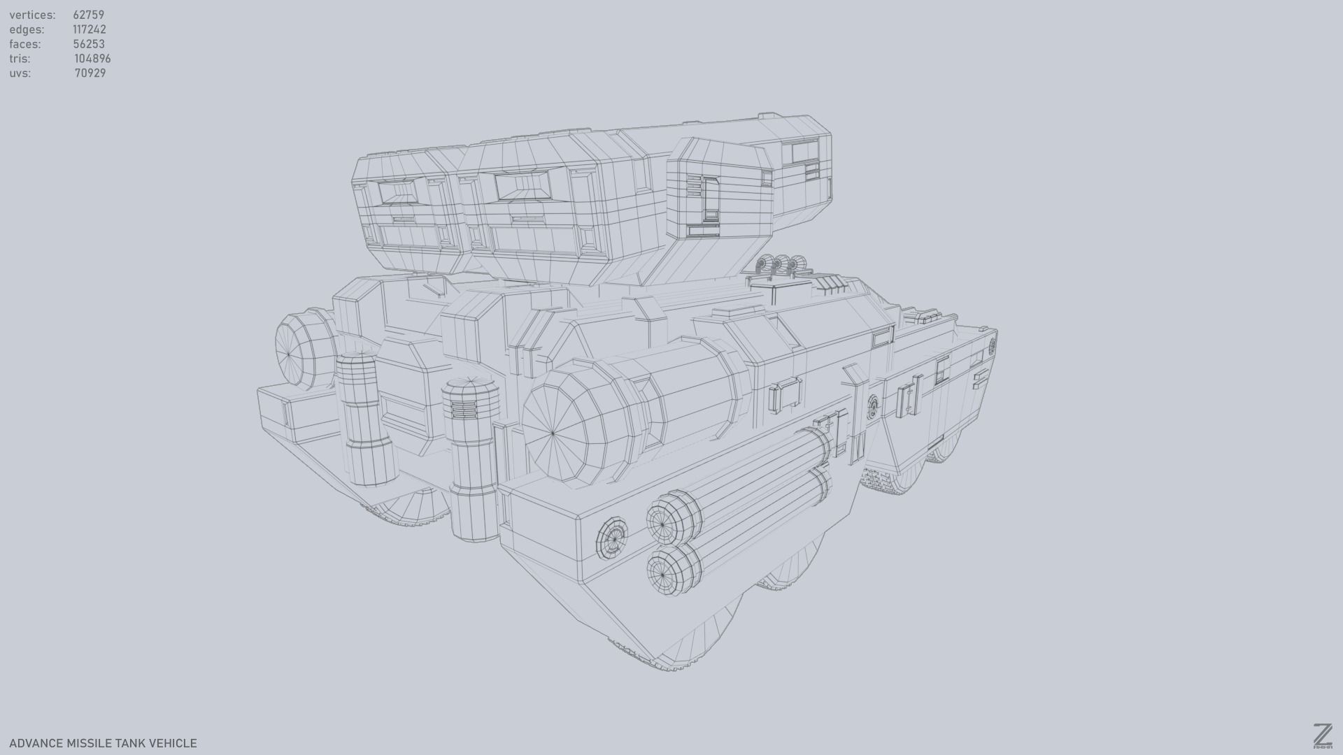 Advance Missile Tank Vehicle Low-poly 3D model_13