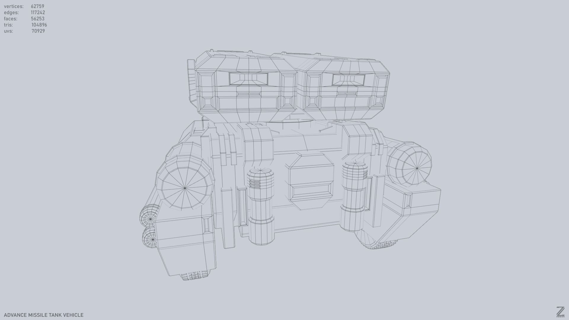 Advance Missile Tank Vehicle Low-poly 3D model_12