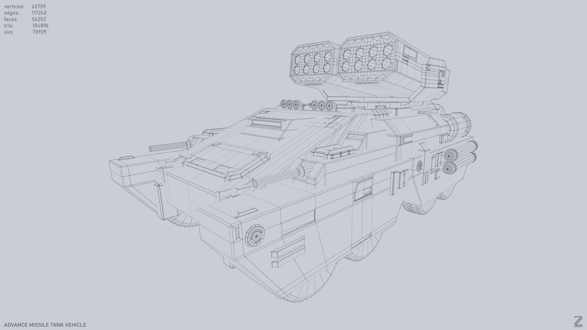 Advance Missile Tank Vehicle Low-poly 3D model_9