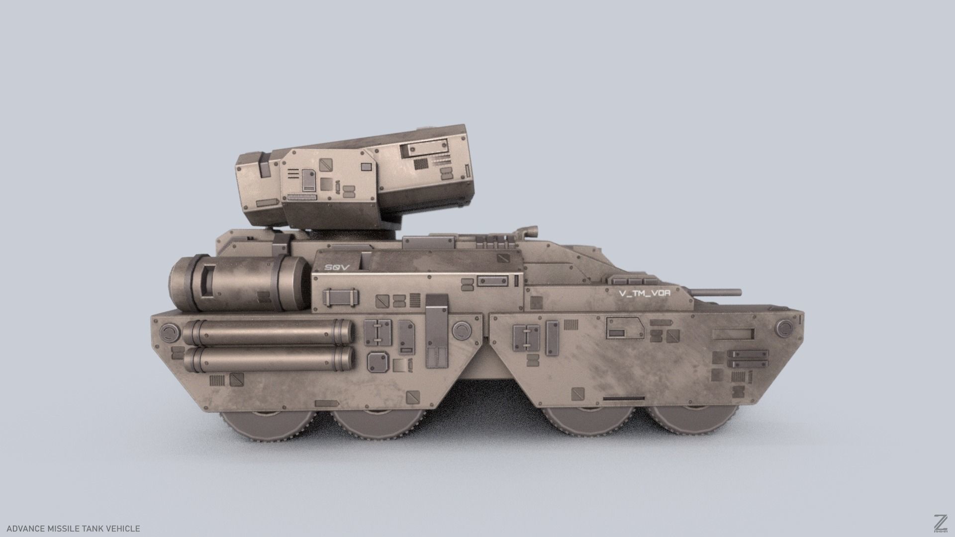 Advance Missile Tank Vehicle Low-poly 3D model_6