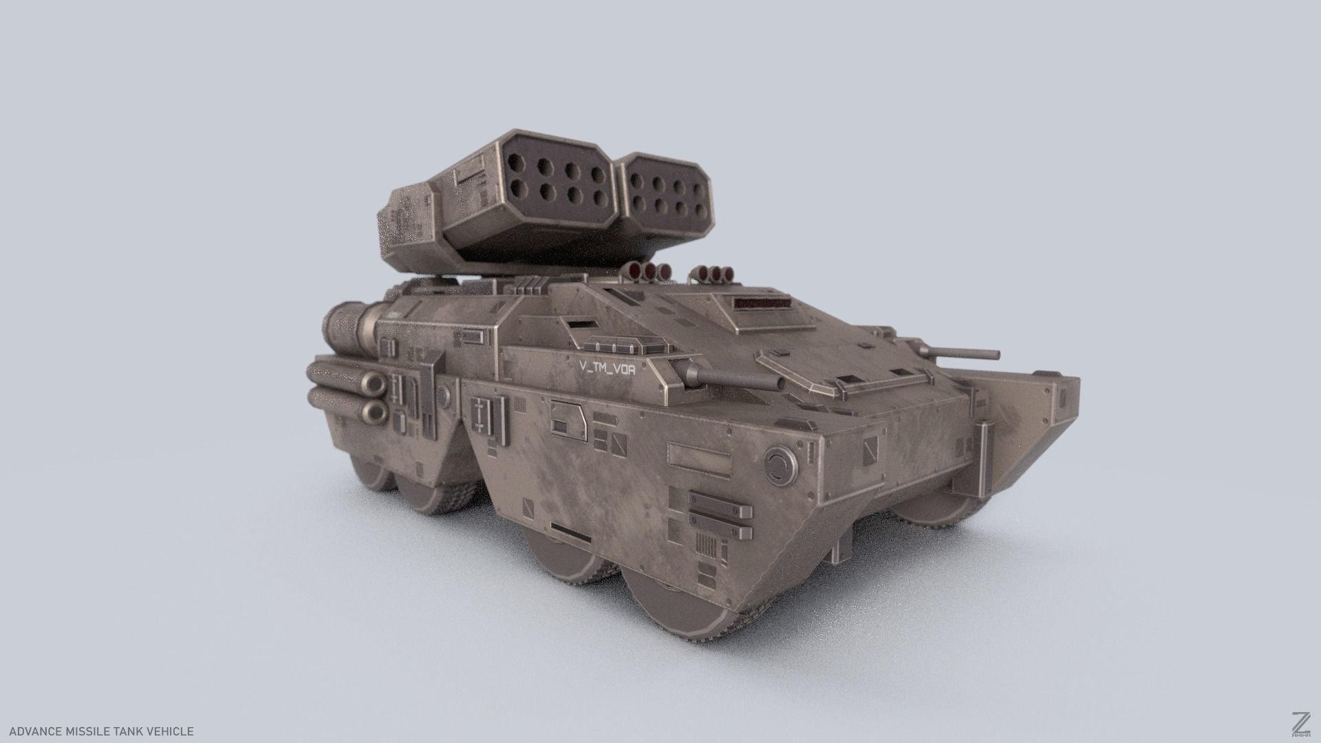 Advance Missile Tank Vehicle Low-poly 3D model_7