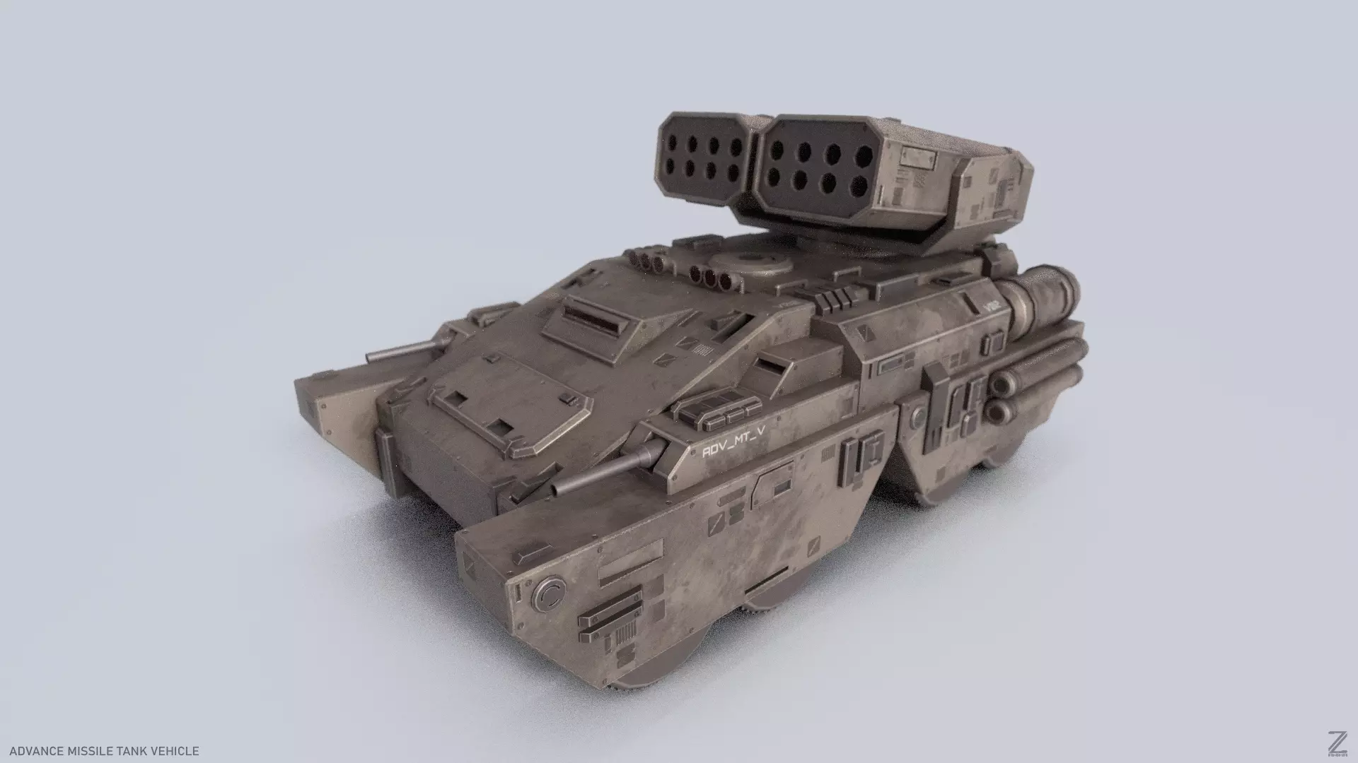 Advance Missile Tank Vehicle Low-poly 3D model_0