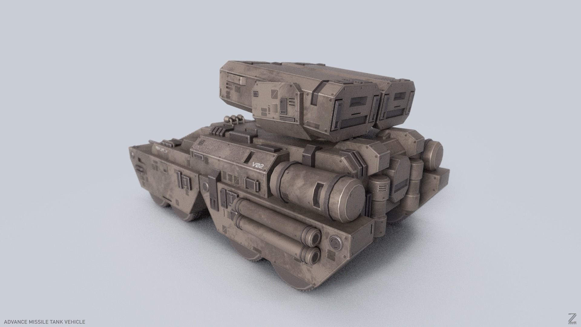 Advance Missile Tank Vehicle Low-poly 3D model_4