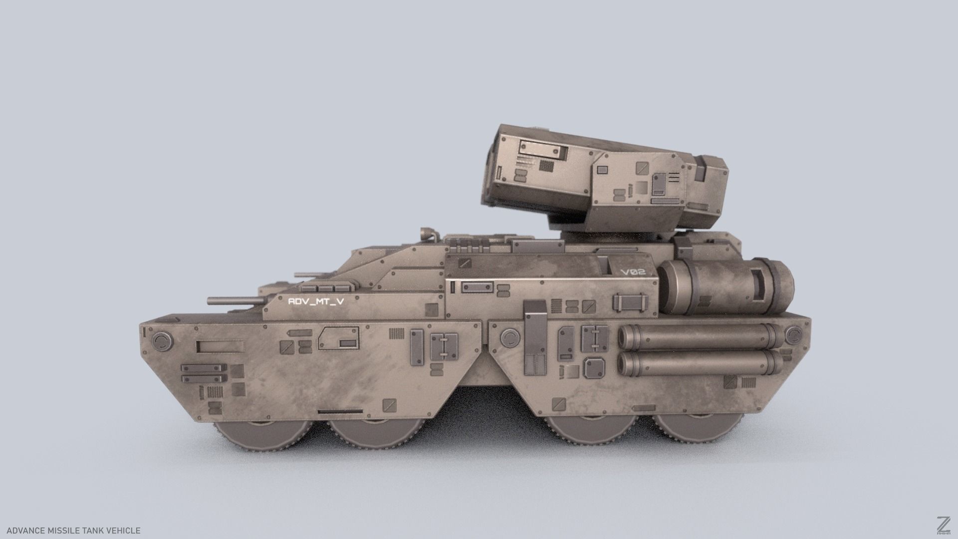 Advance Missile Tank Vehicle Low-poly 3D model_2
