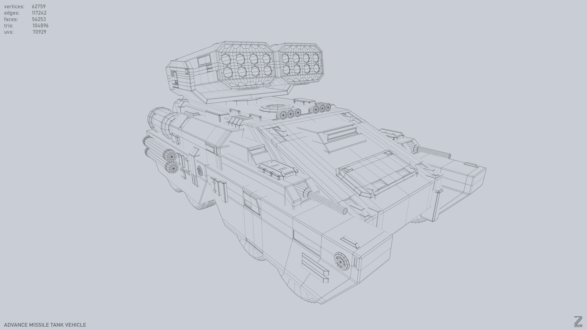Advance Missile Tank Vehicle Low-poly 3D model_15